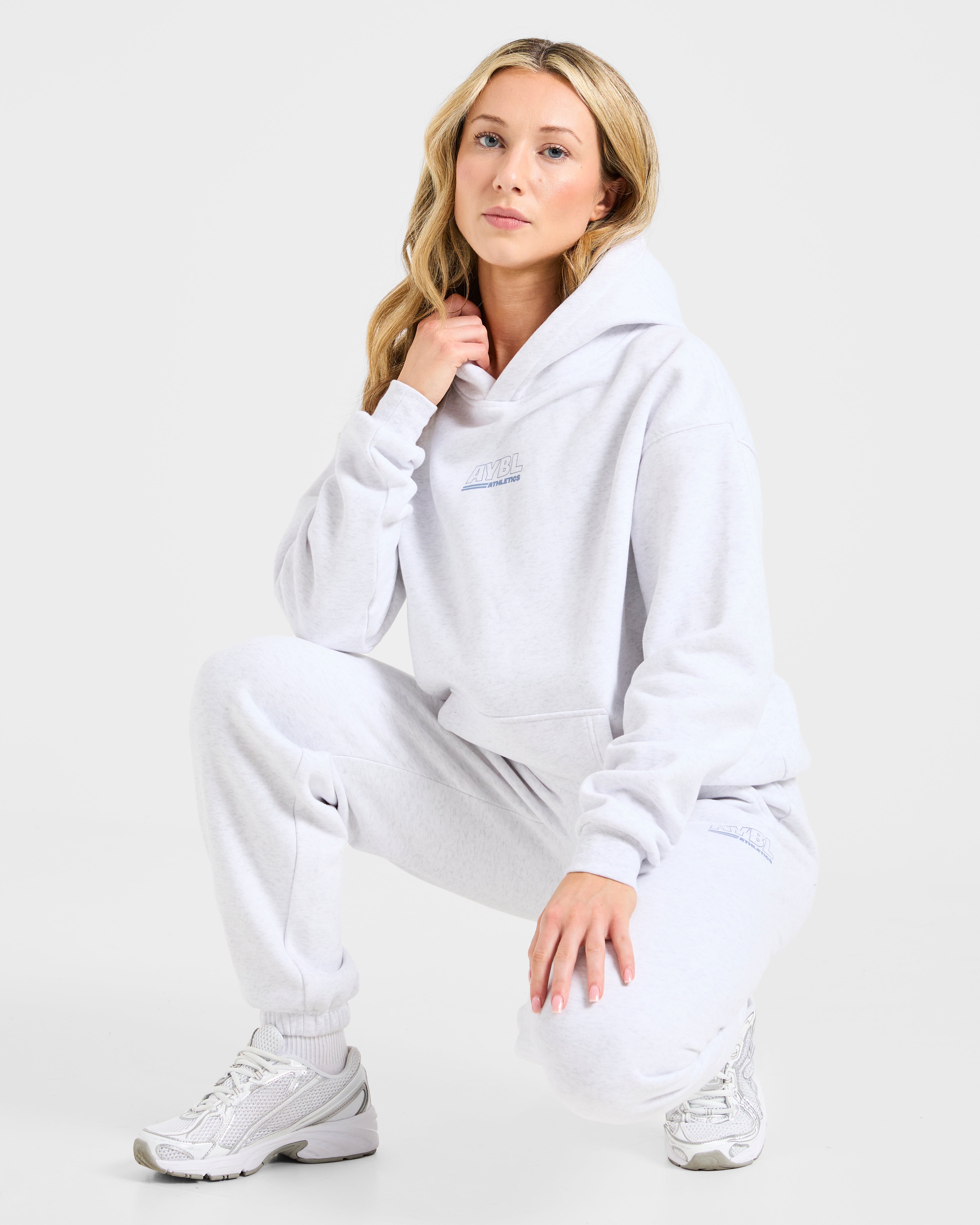 Athletics Track Oversized Hoodie - Heather Grau/Slate Blau
