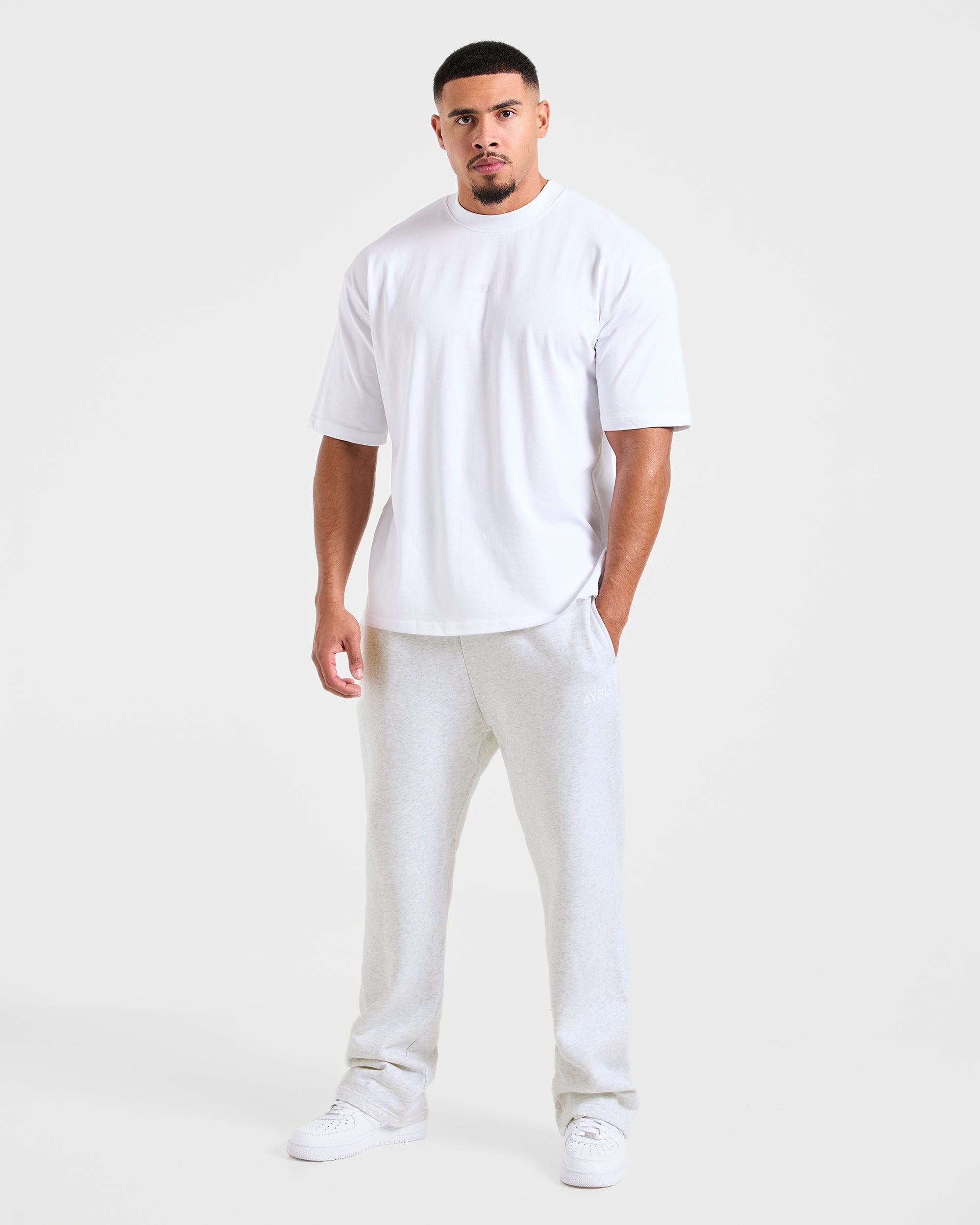 Essential Oversized Straight Leg Joggers - Grau Marl