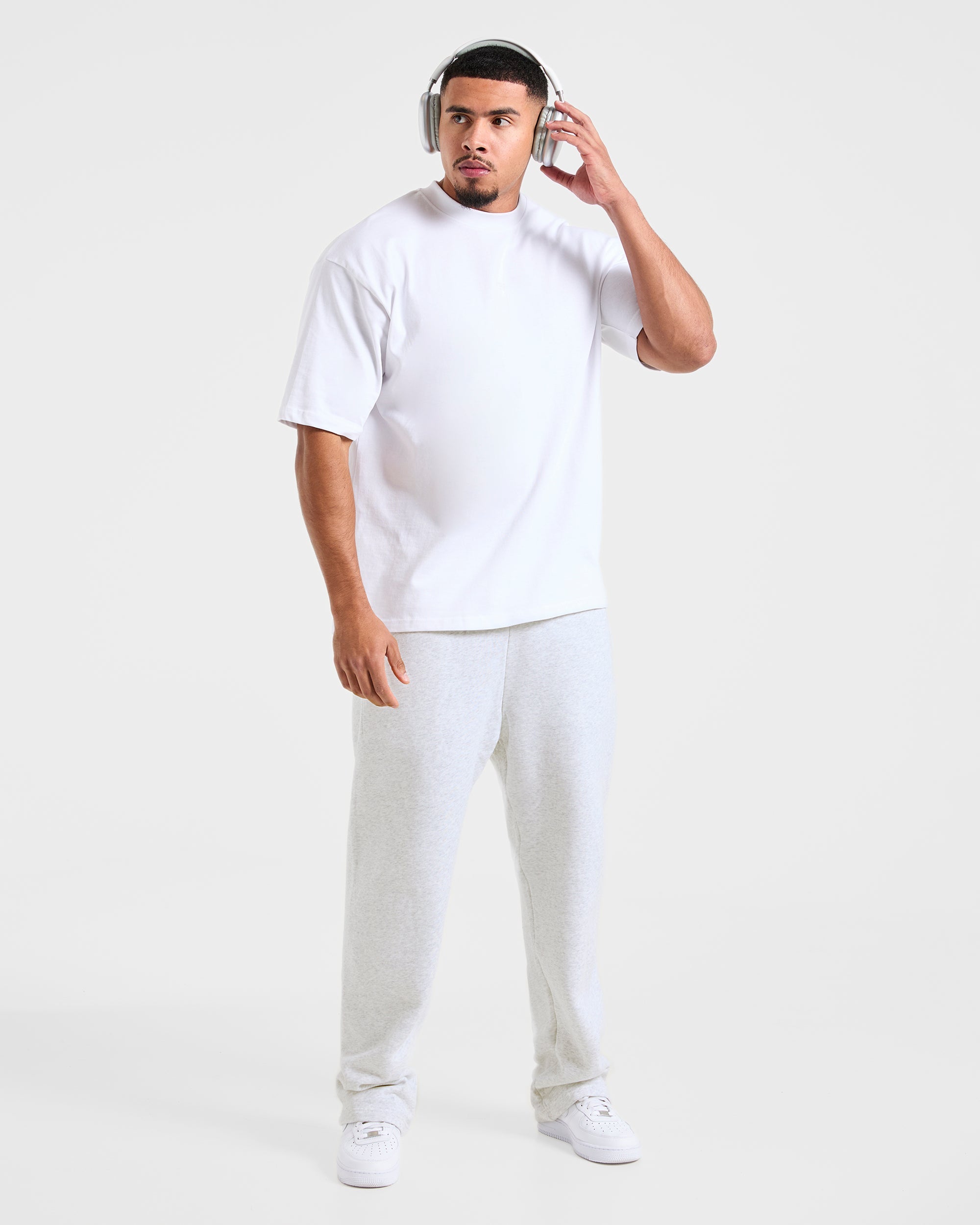 Essential Oversized Straight Leg Joggers - Grau Marl