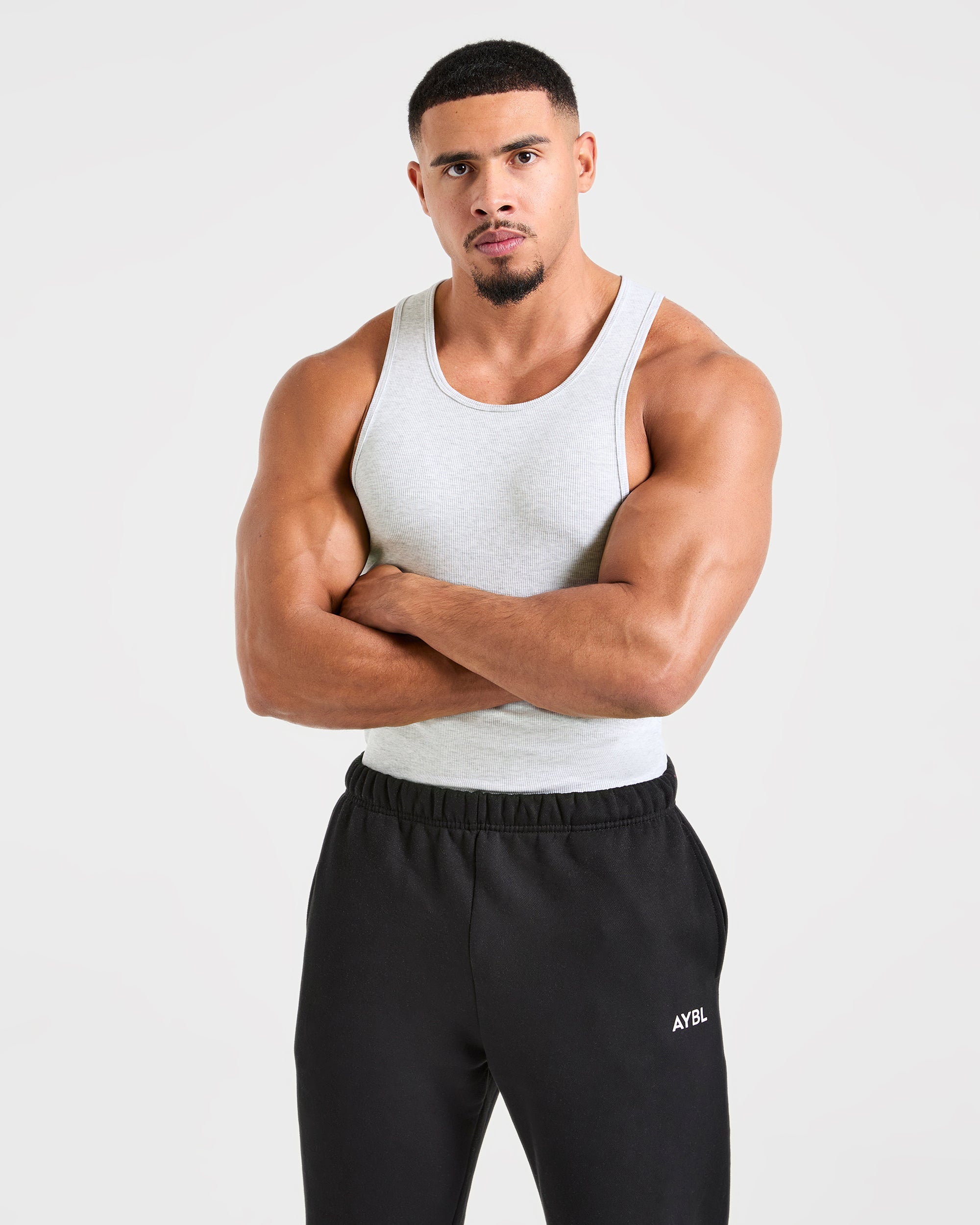 Muscle Ribbed Tank - Light Grau Marl