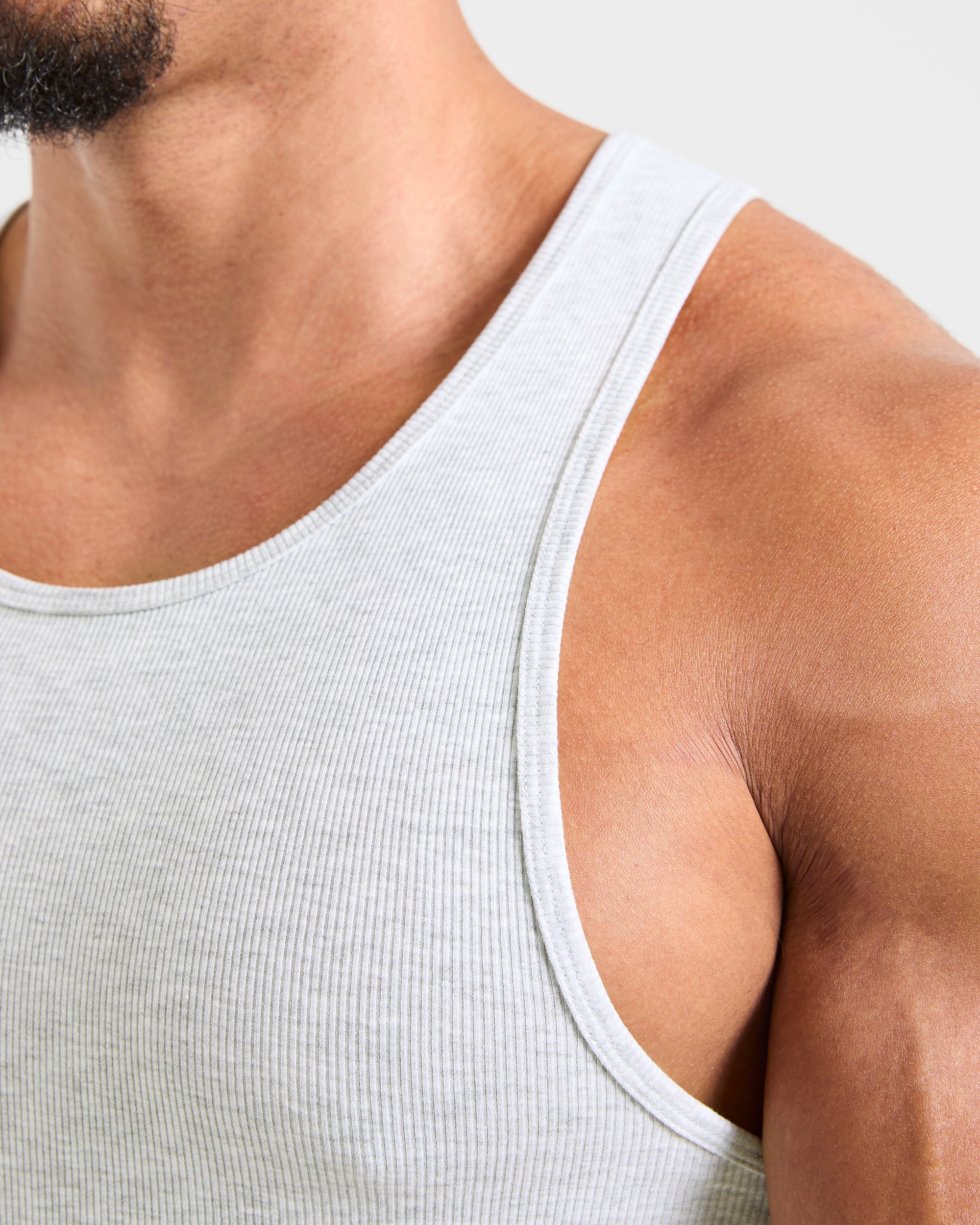 Muscle Ribbed Tank - Light Grau Marl