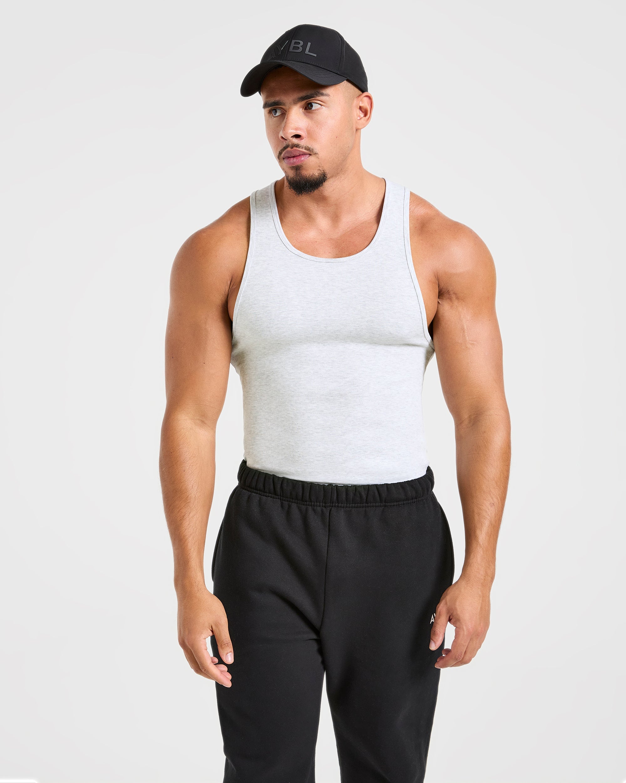 Muscle Ribbed Tank - Light Grau Marl