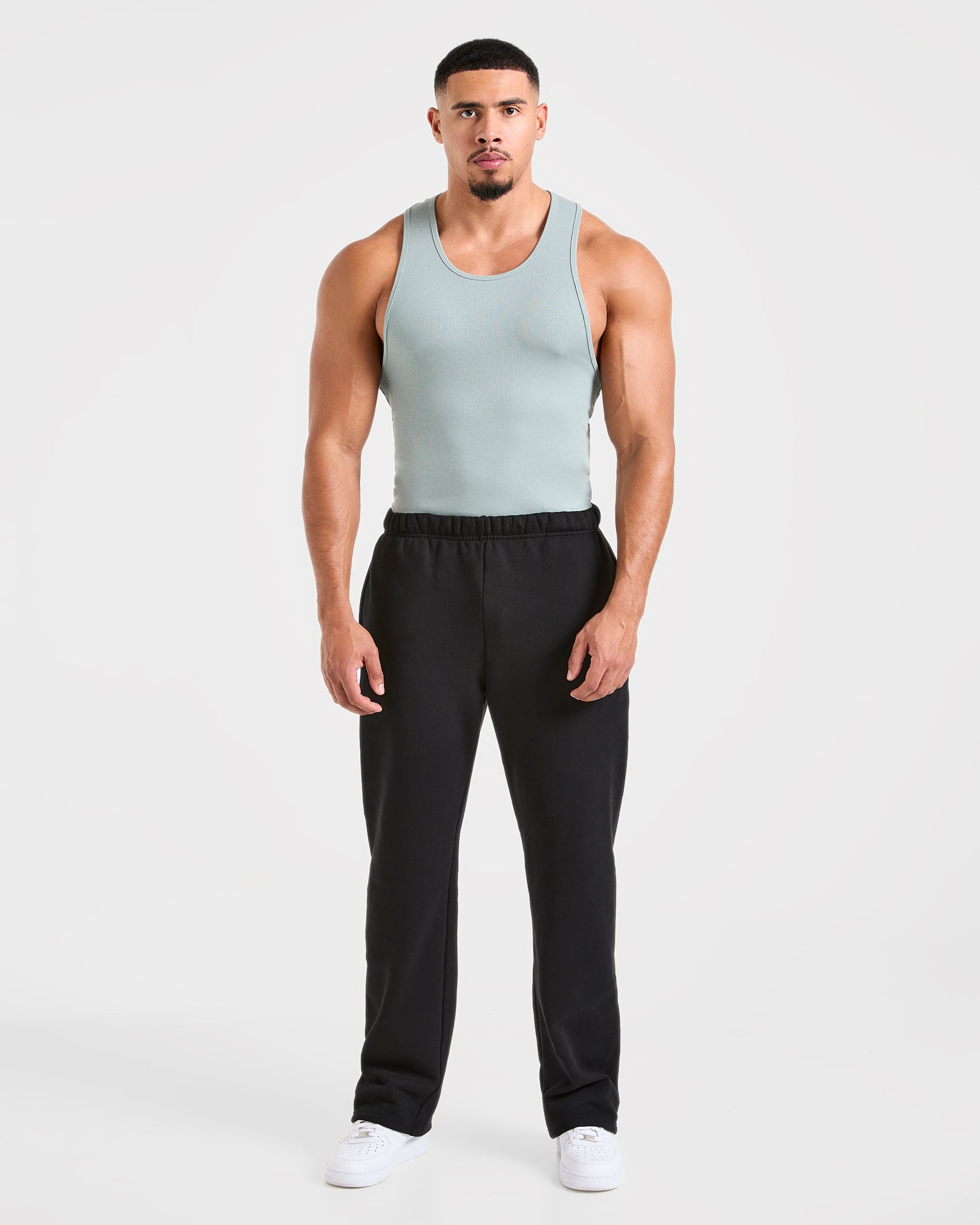 Muscle Ribbed Tank - Stone Blau