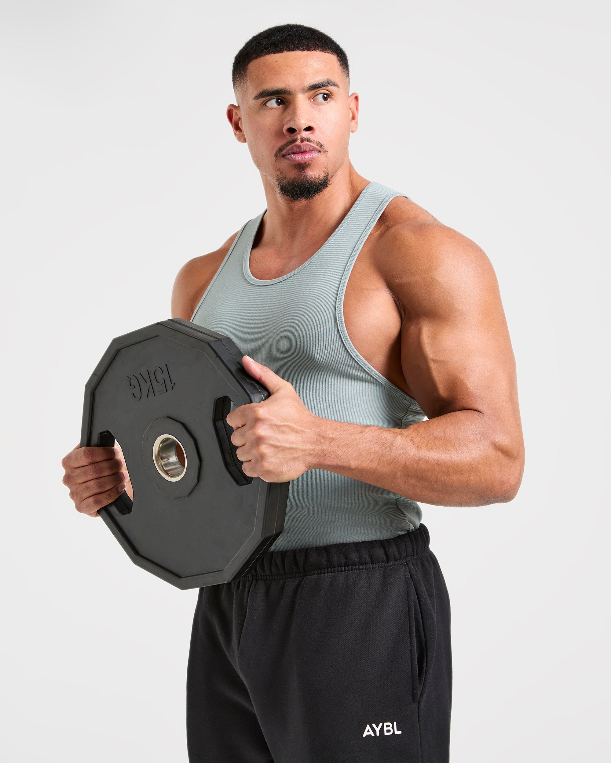 Muscle Ribbed Tank - Stone Blau