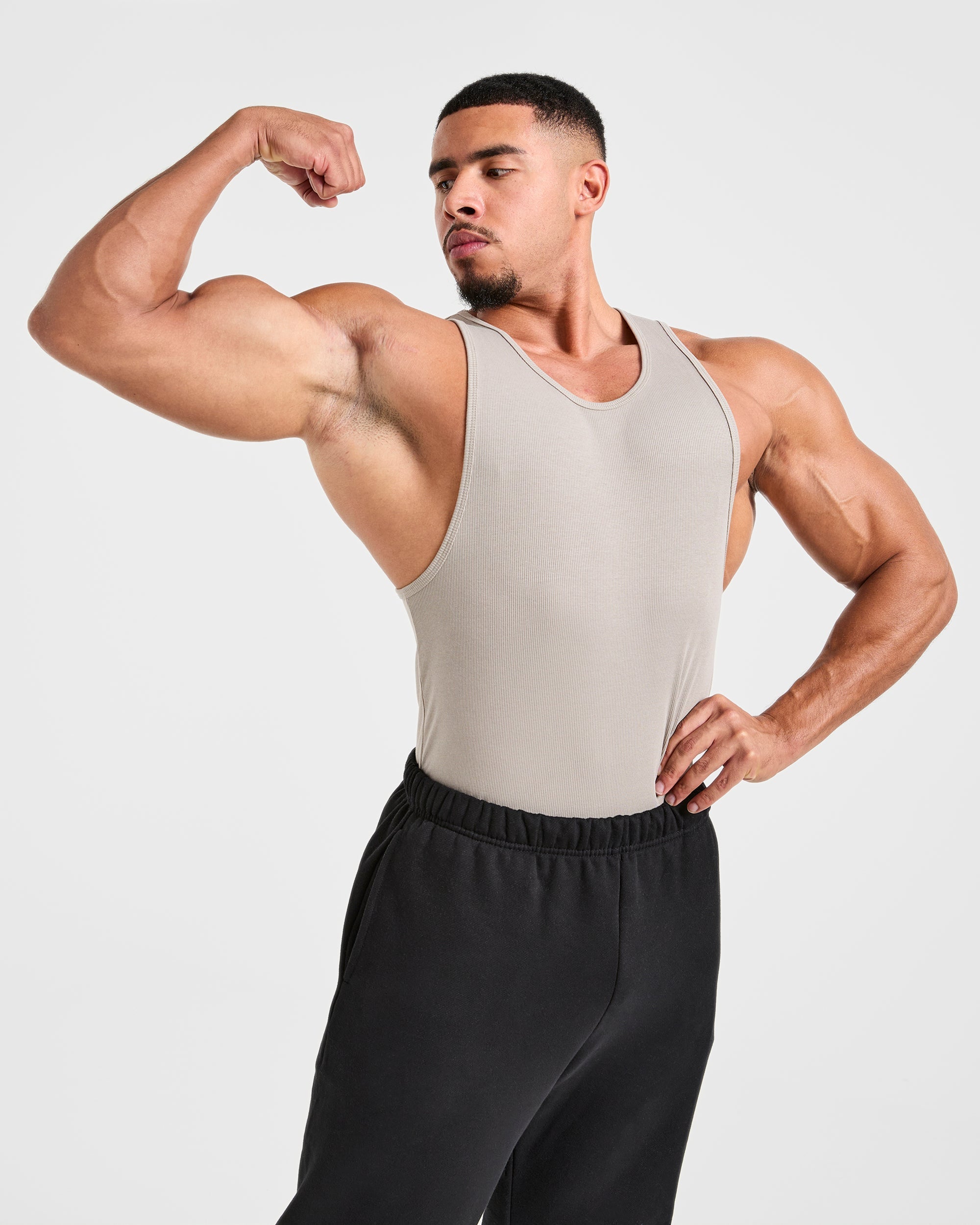 Muscle Ribbed Tank - Cloud Grau