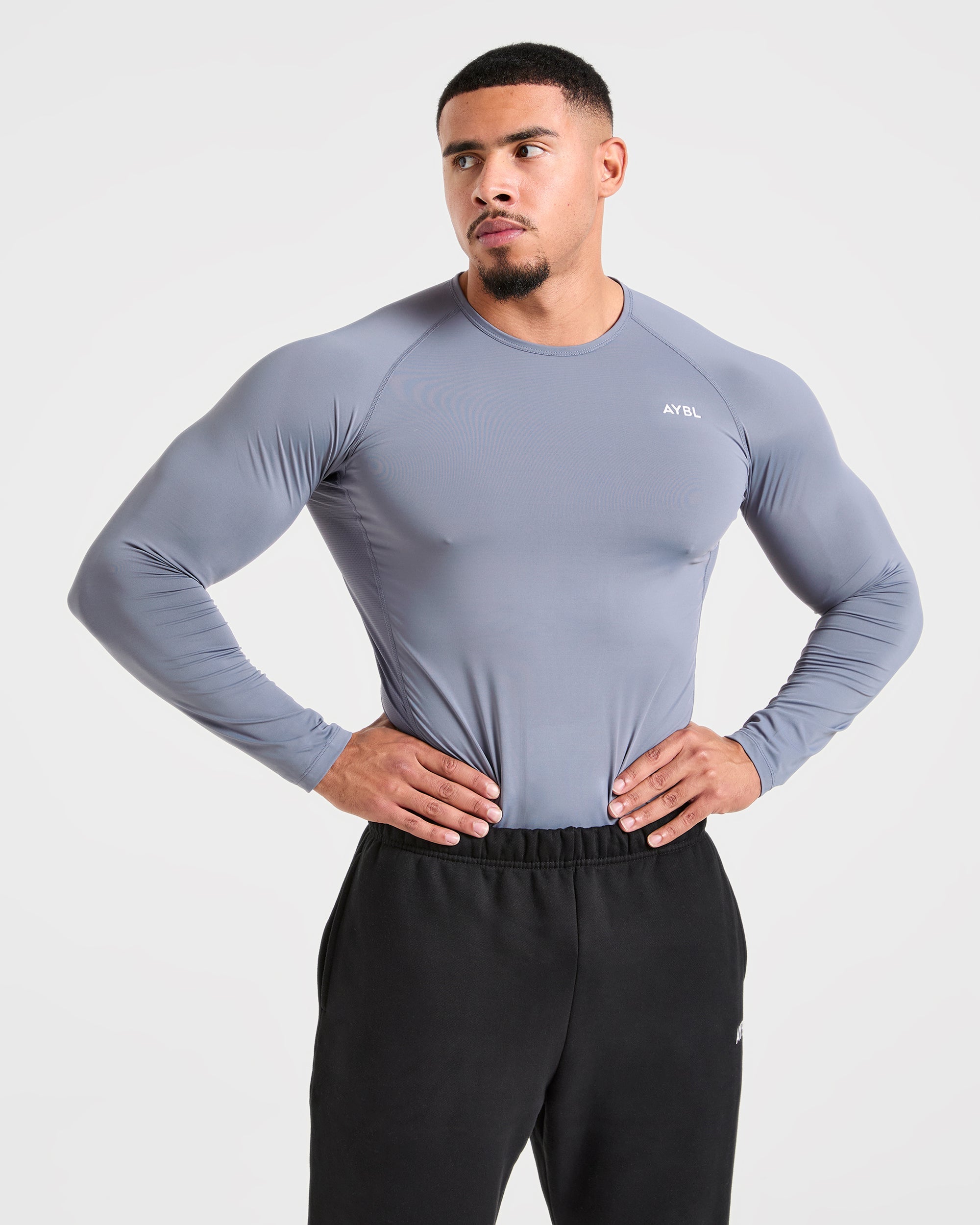Compression Long Sleeve T Shirt - Slate Grau