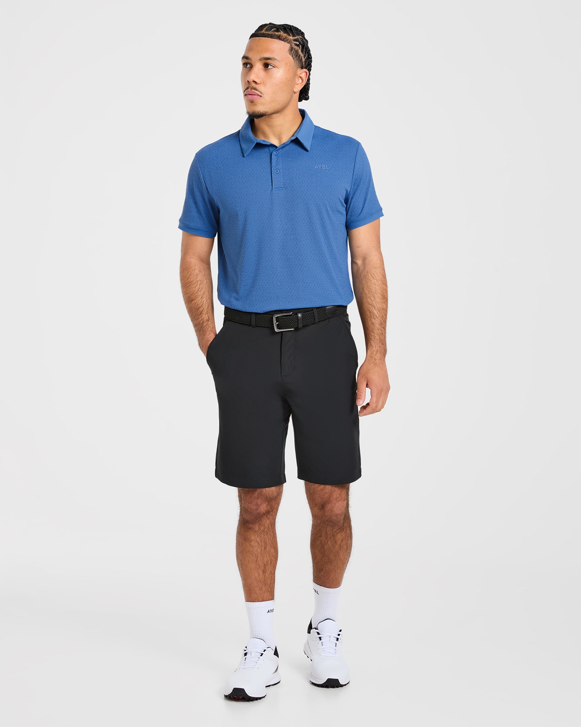 Precision Geometric Polo - Ocean Blau