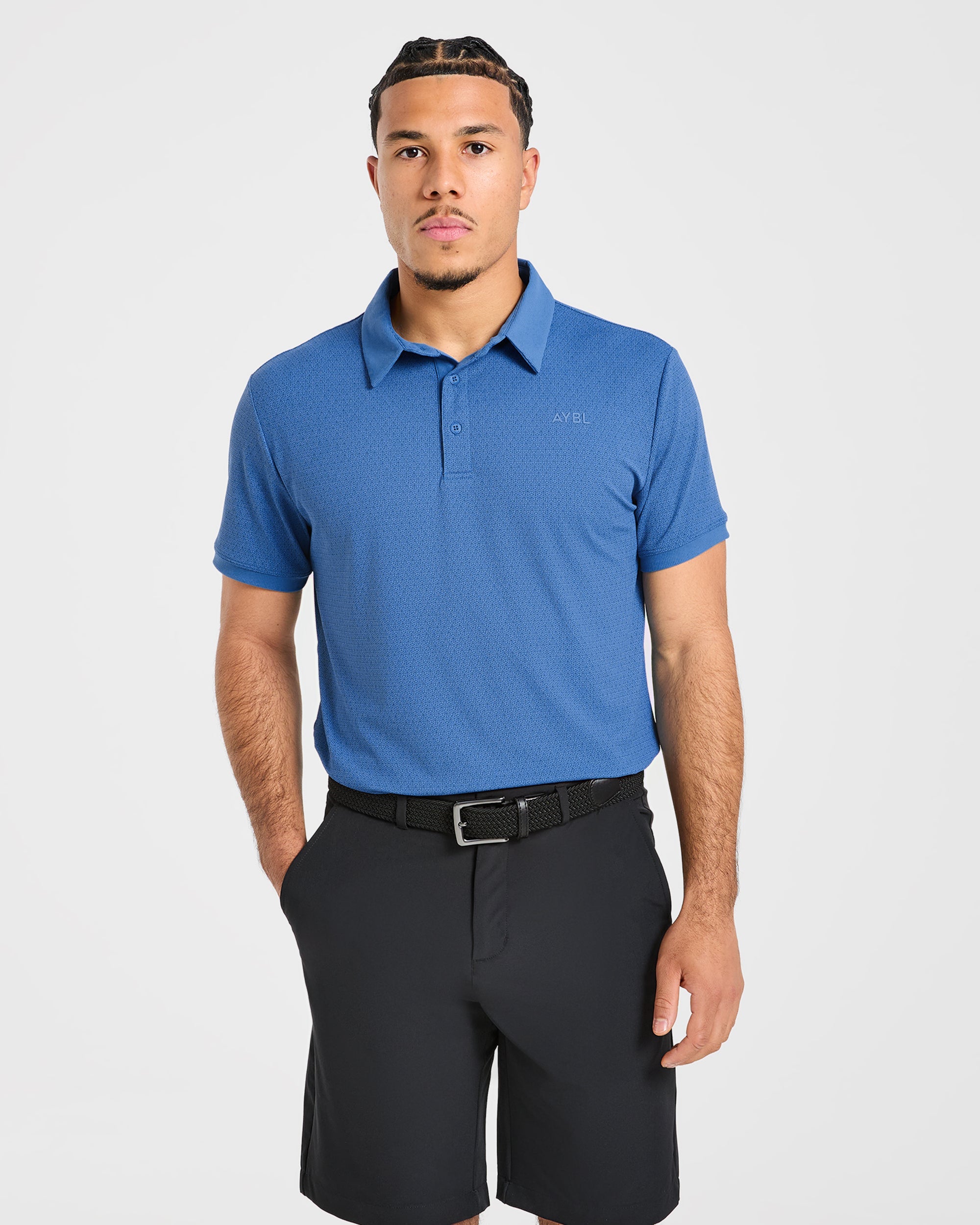Precision Geometric Polo - Ocean Blau