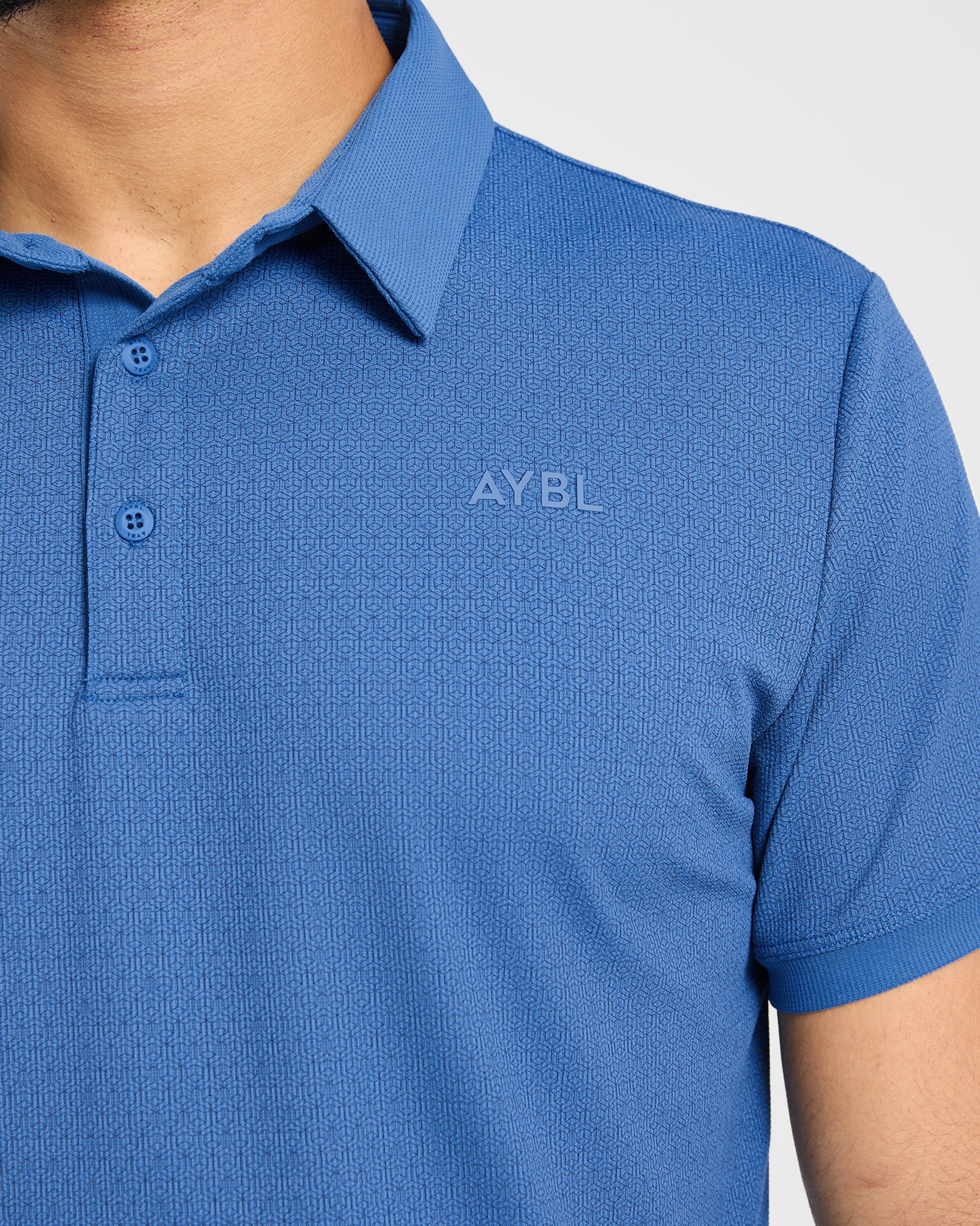 Precision Geometric Polo - Ocean Blau