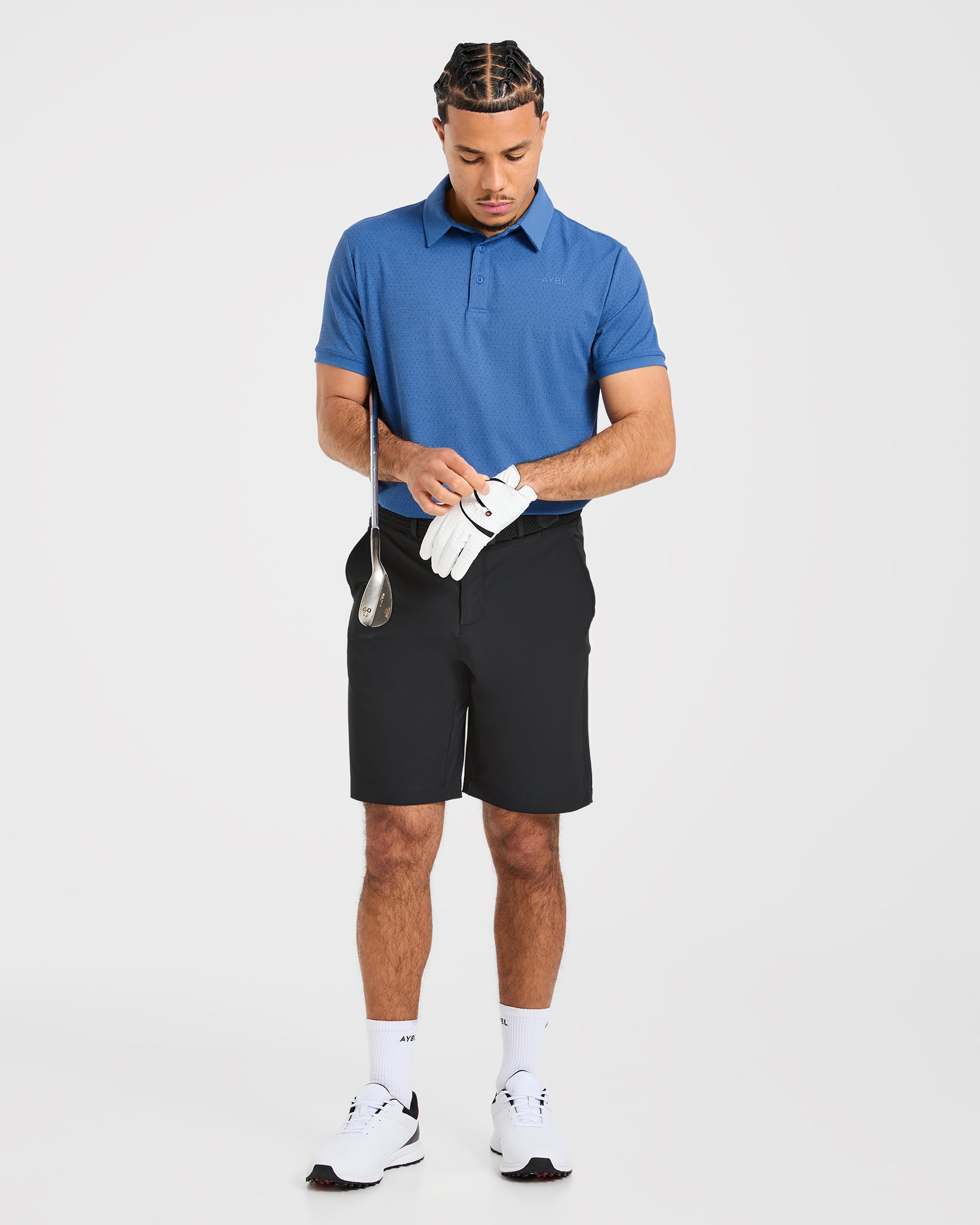 Precision Geometric Polo - Ocean Blau