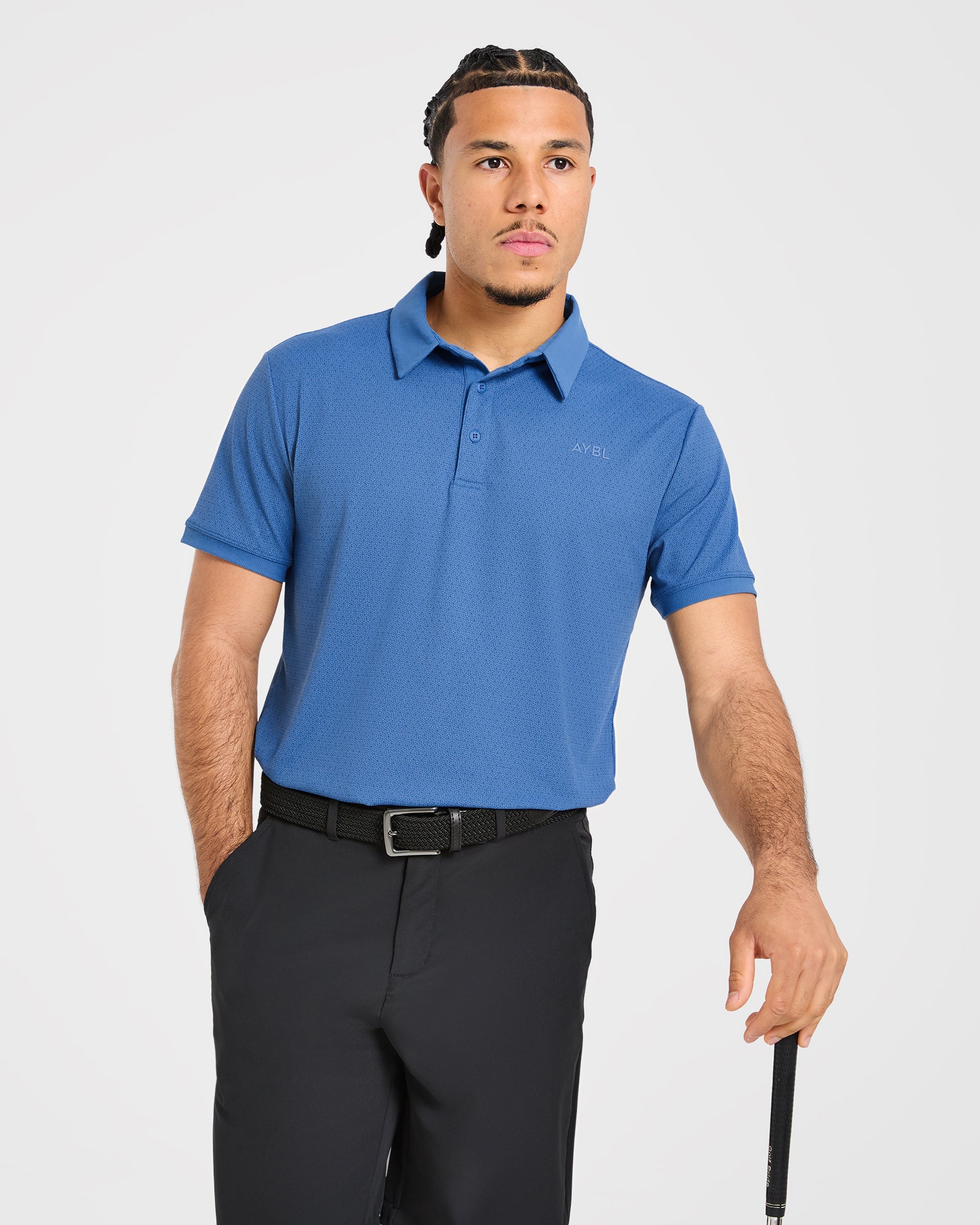 Precision Geometric Polo - Ocean Blau