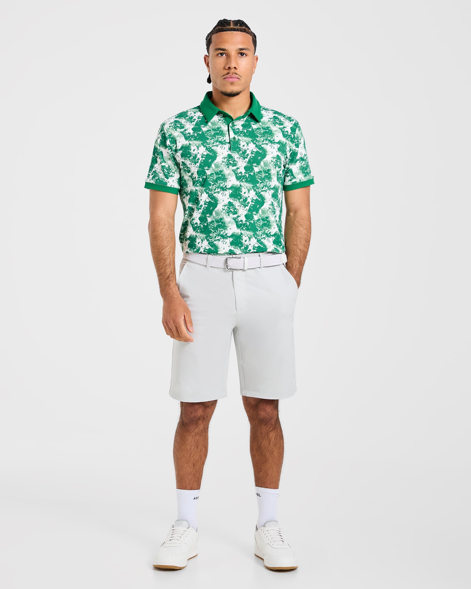 Precision Splatter Polo - Rye Grün/Cream