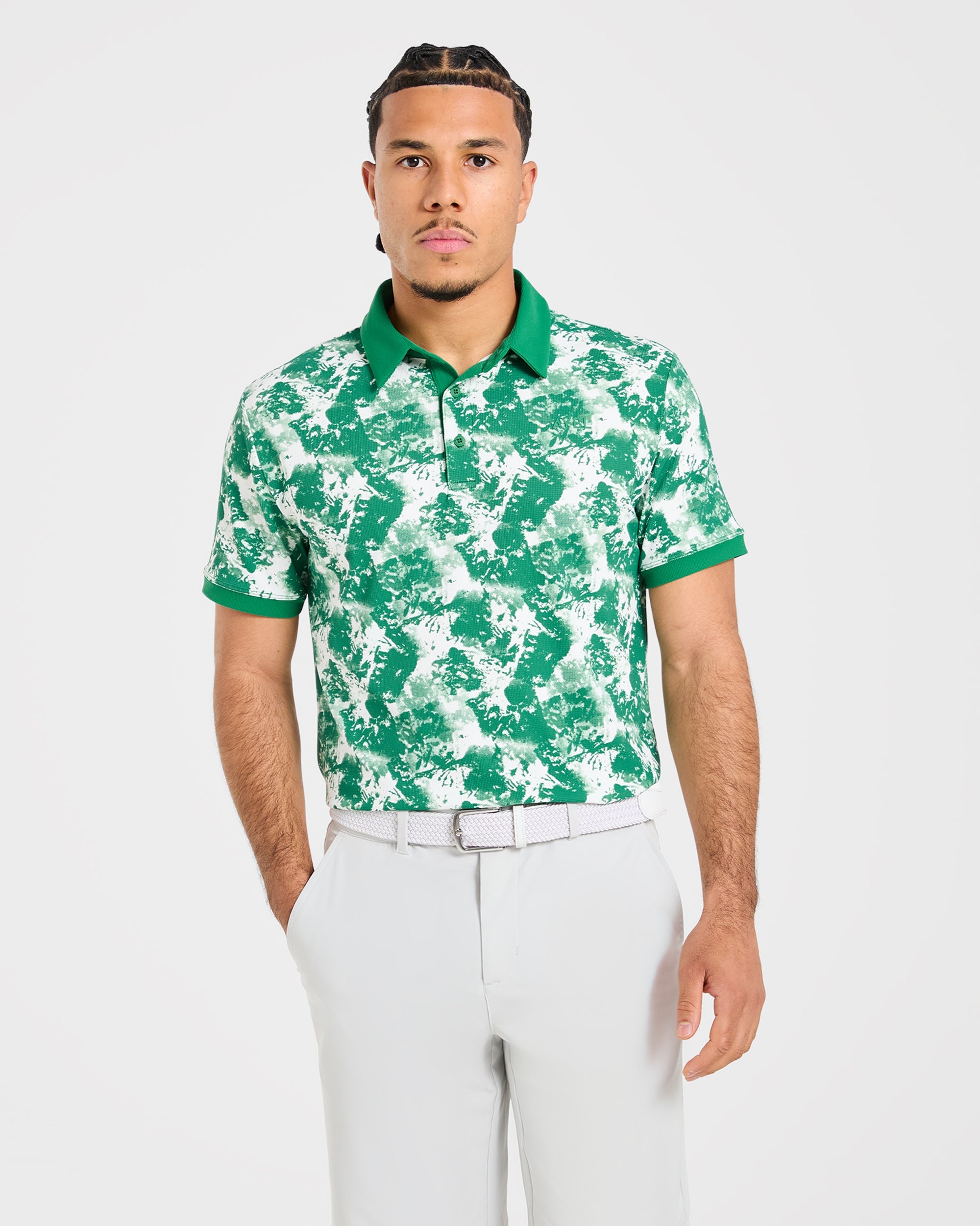 Precision Splatter Polo - Rye Grün/Cream