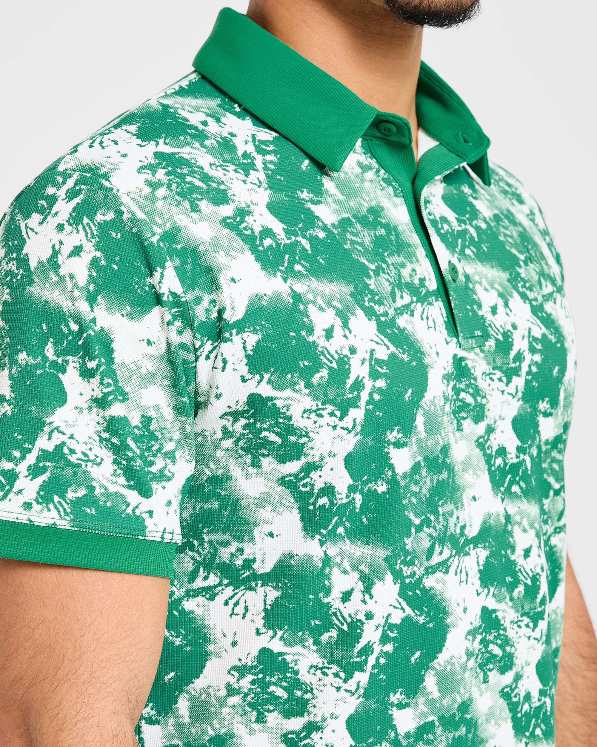 Precision Splatter Polo - Rye Grün/Cream