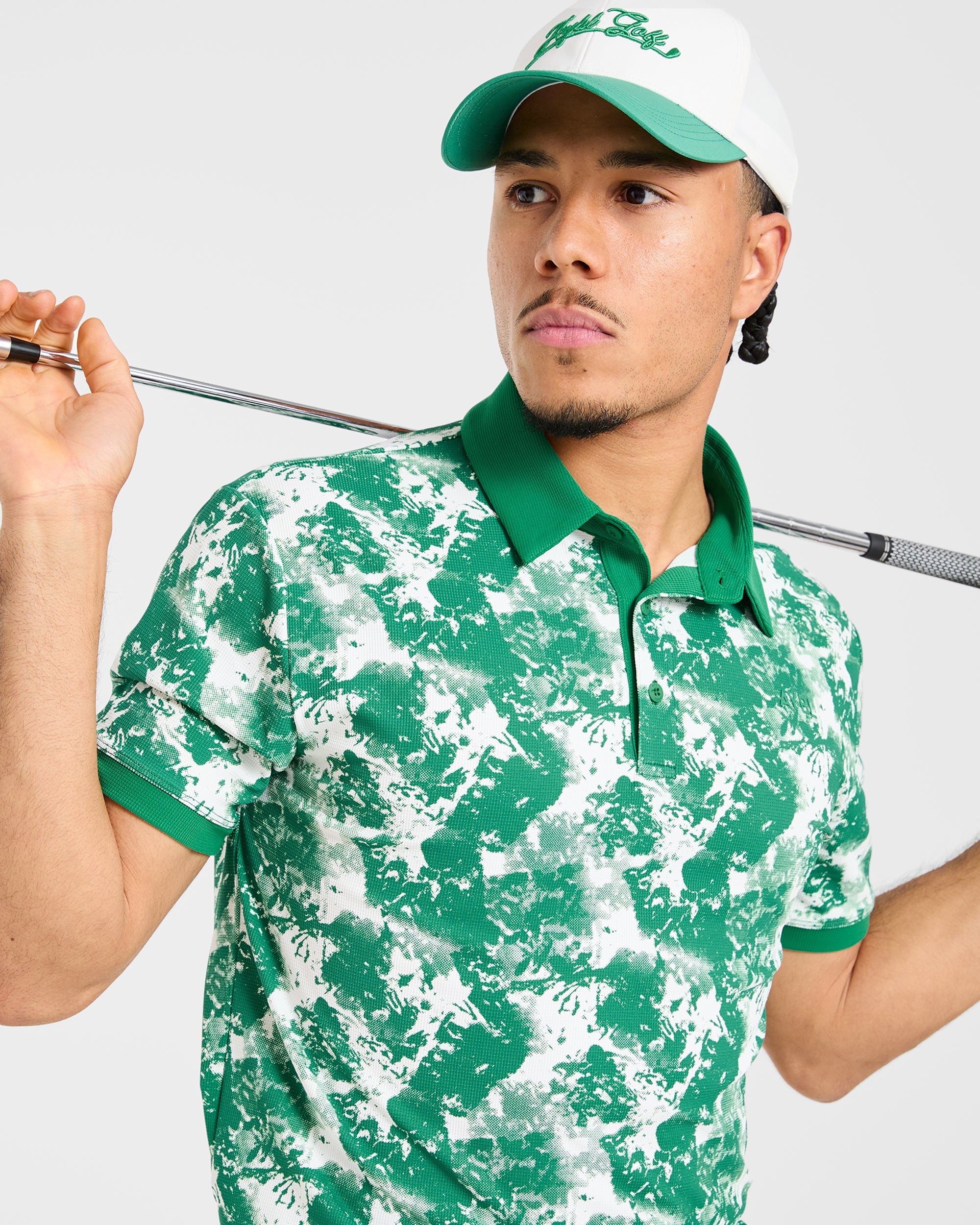 Precision Splatter Polo - Rye Grün/Cream
