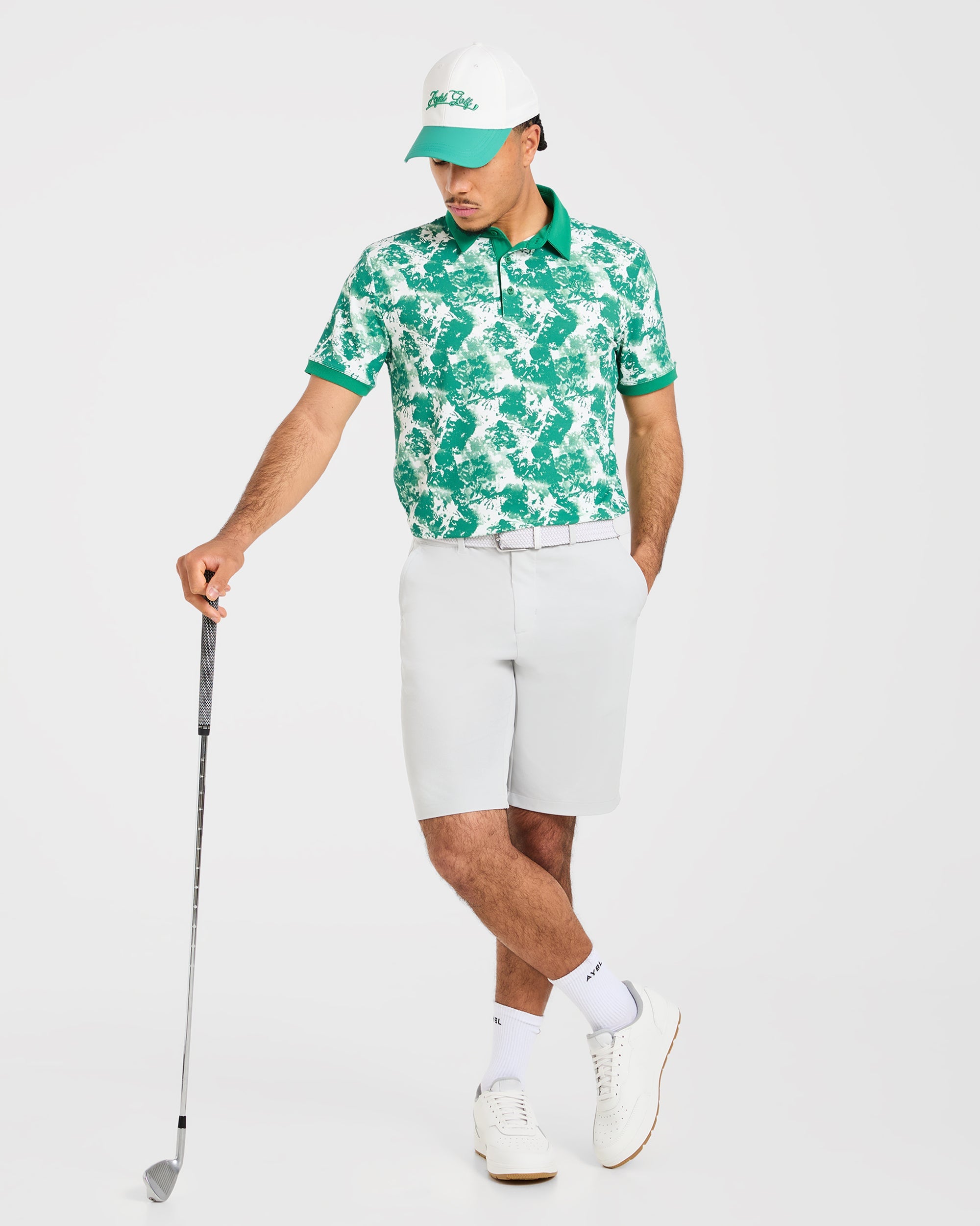 Precision Splatter Polo - Rye Grün/Cream