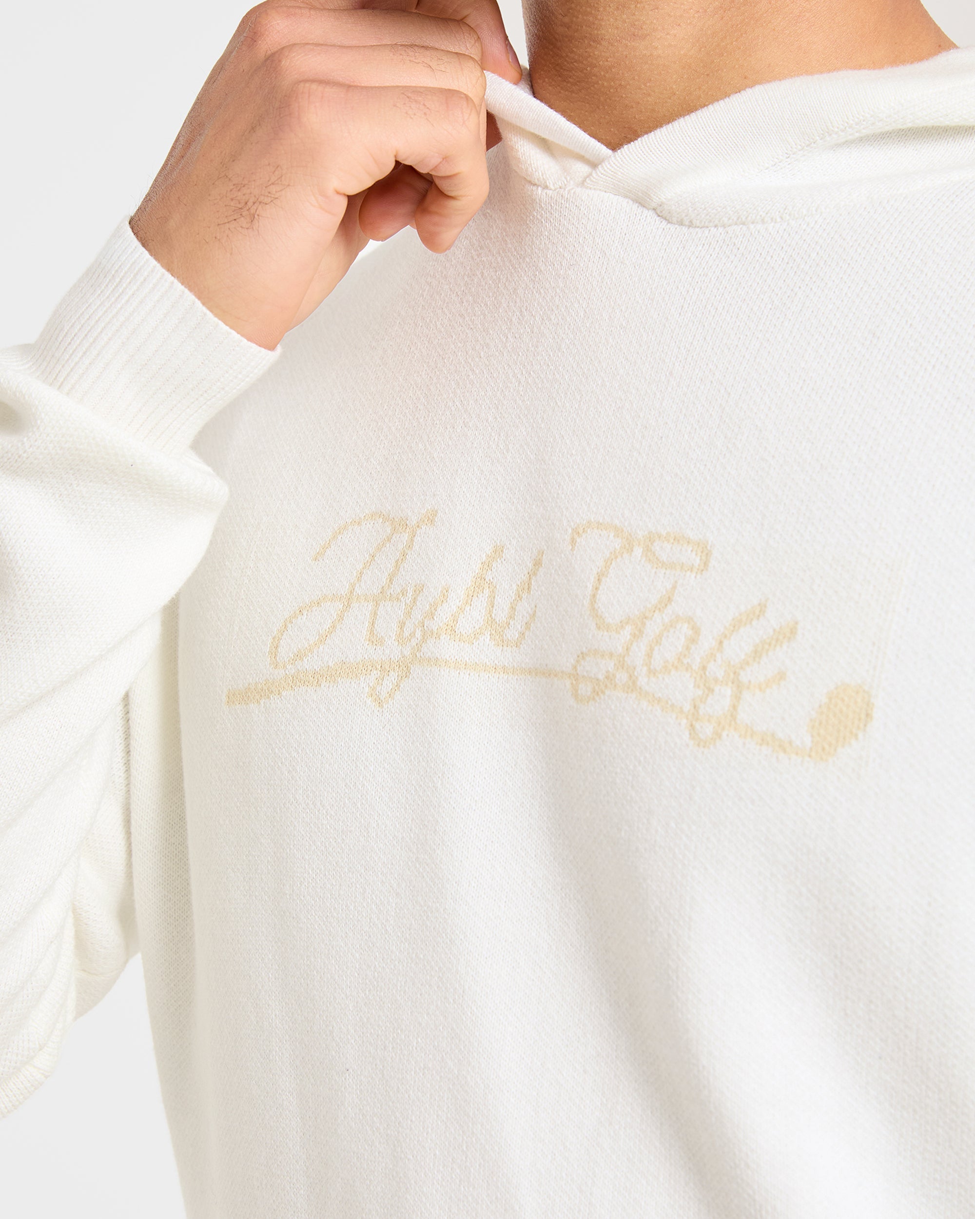 Golf Club Knitted Hoodie - Off Weiß