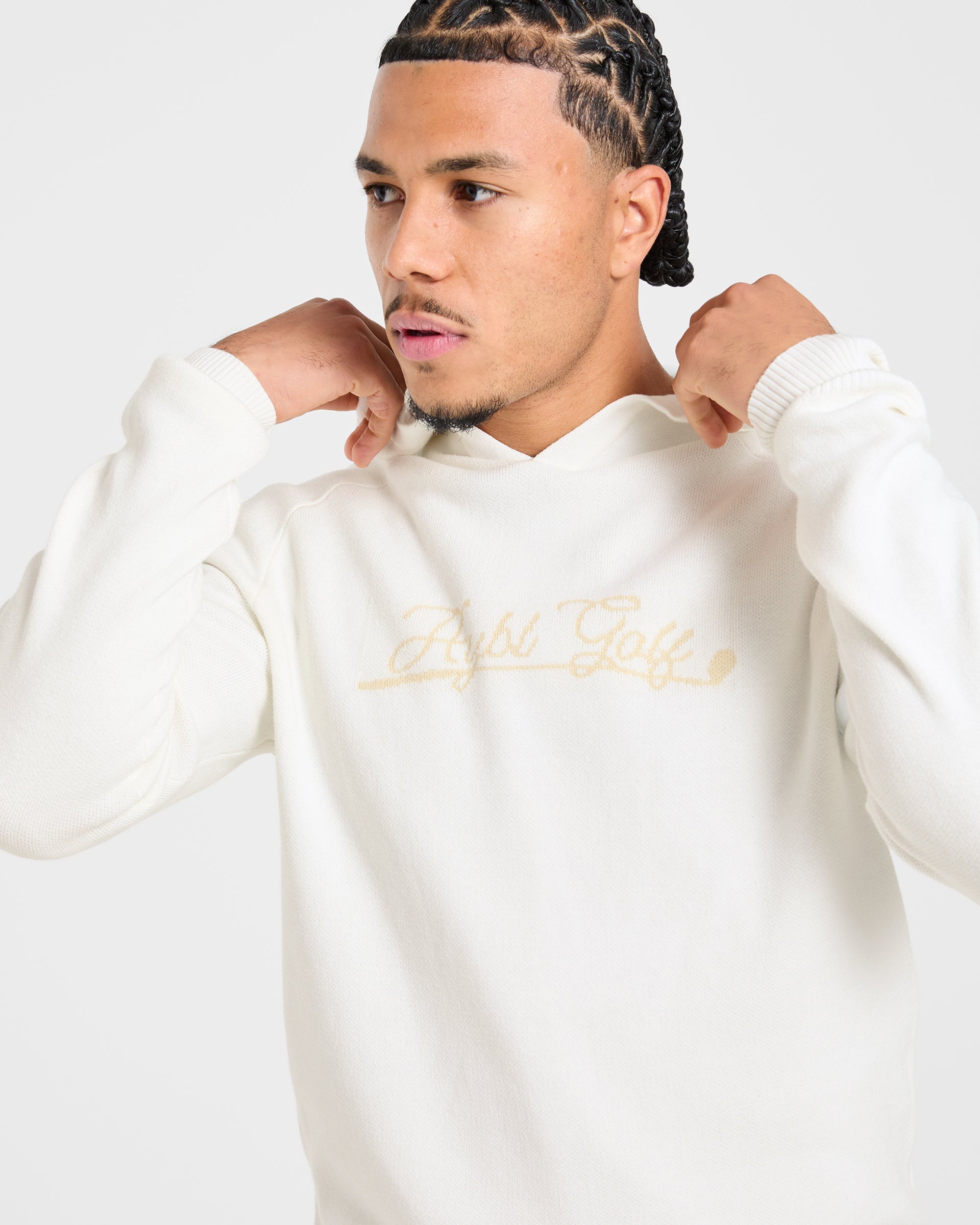 Golf Club Knitted Hoodie - Off Weiß