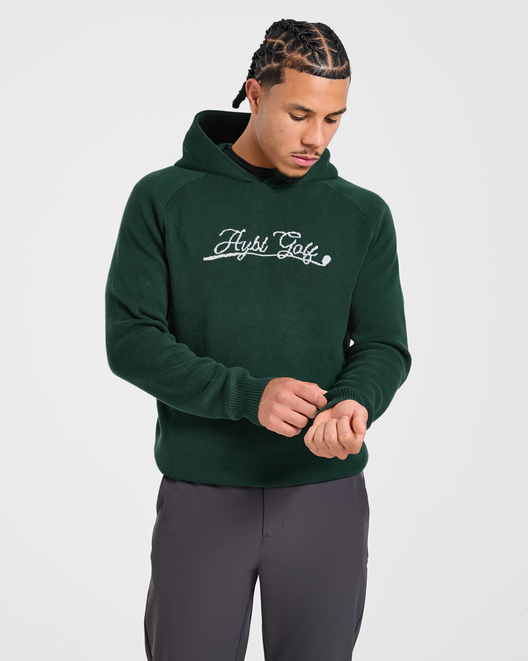 Golf Club Knitted Hoodie - Pine Grün
