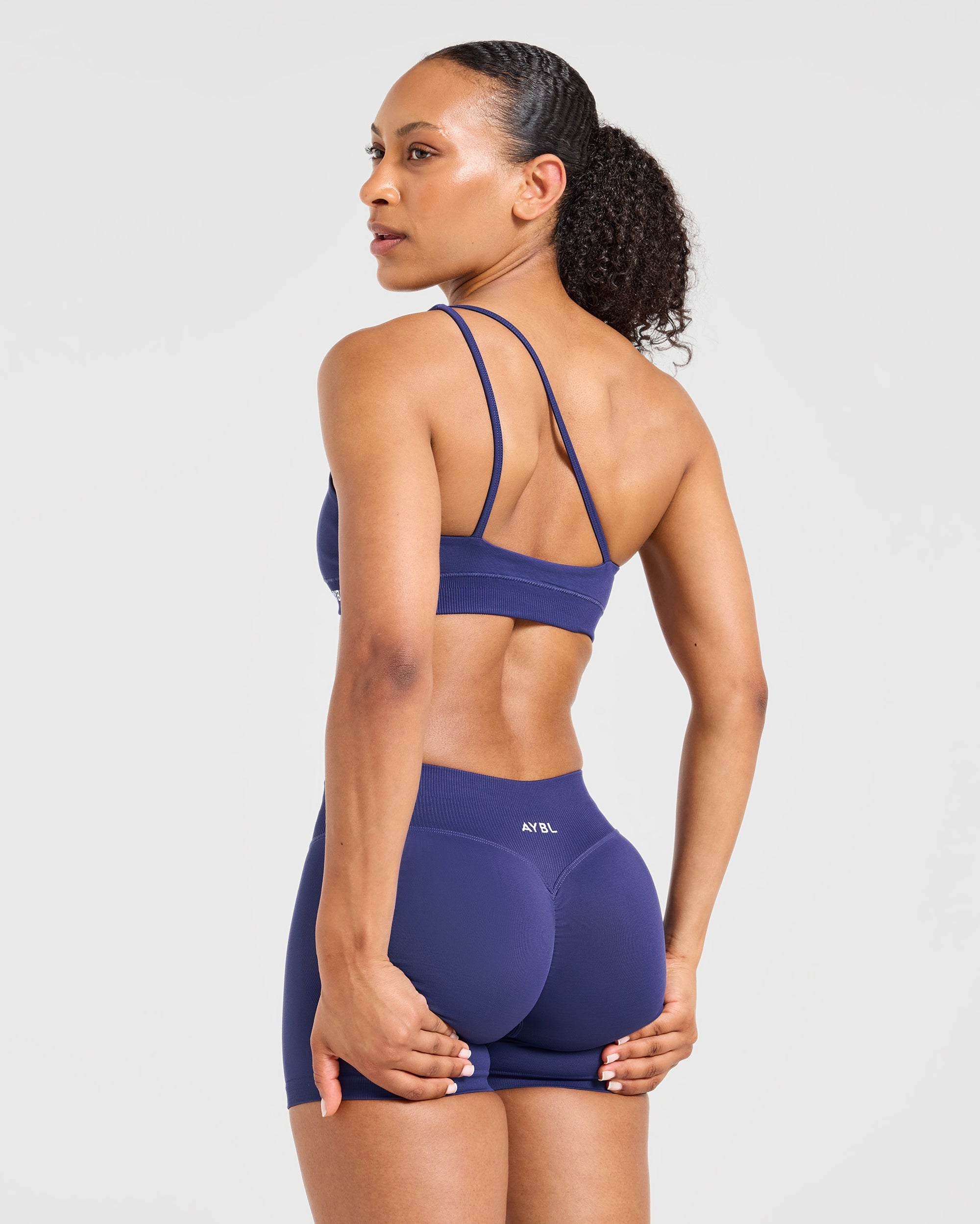Enhance Seamless One Shoulder Sports Bra - Storm Blue