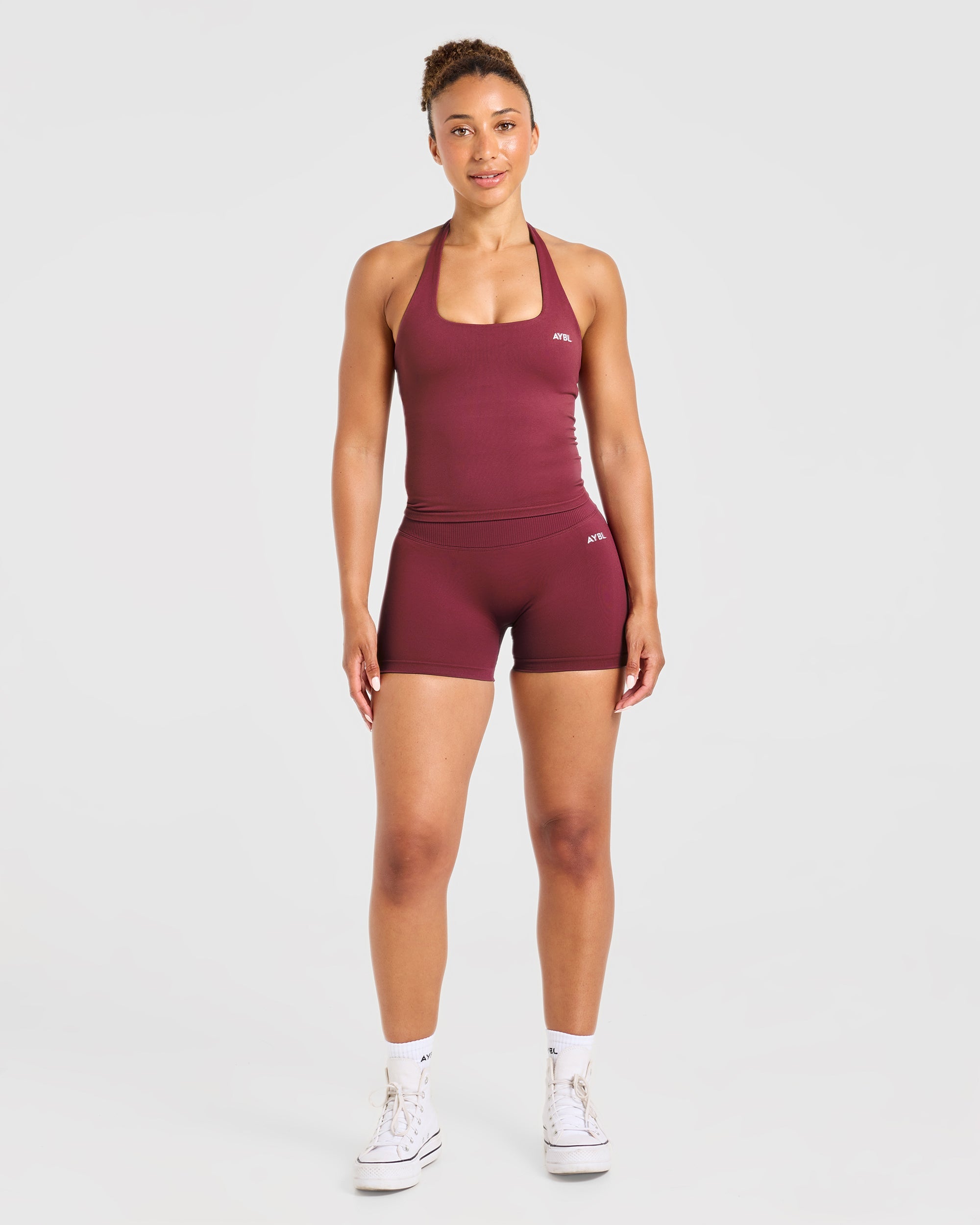 Enhance Seamless Halterneck Top - Mahogany Red