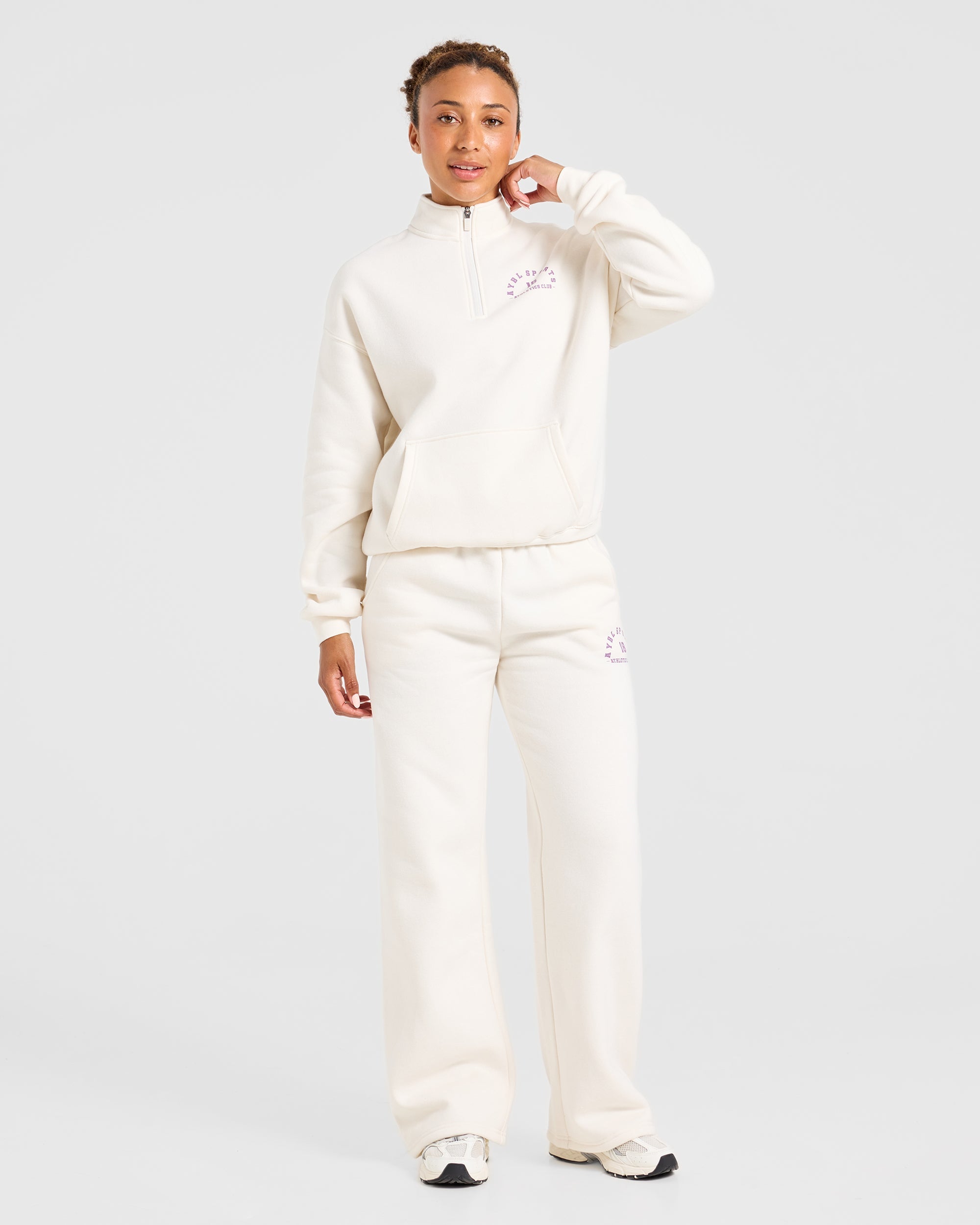 AYBL Sports 18 Oversized 1/4 Zip Pullover - Off Weiß
