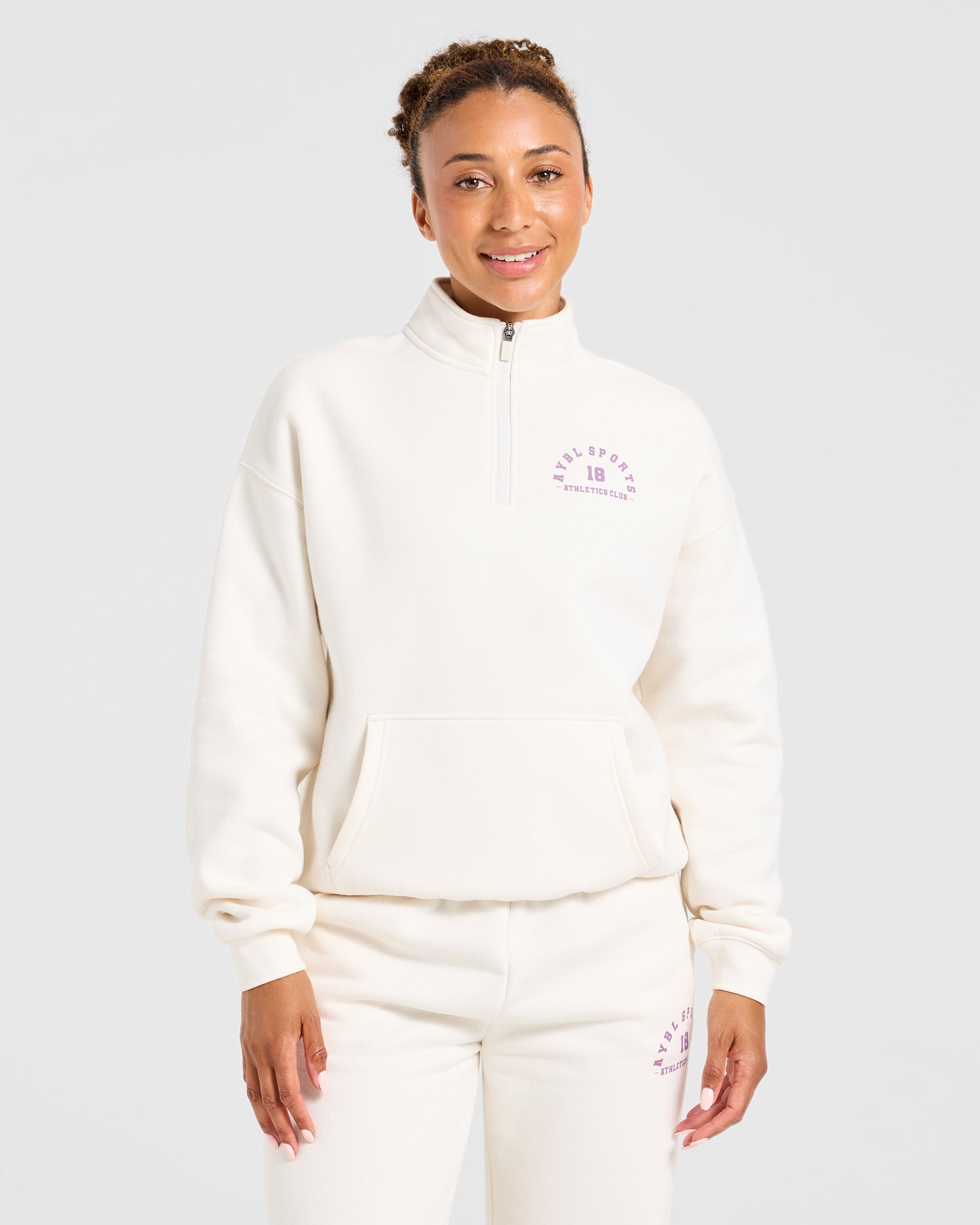 AYBL Sports 18 Oversized 1/4 Zip Pullover - Off Weiß