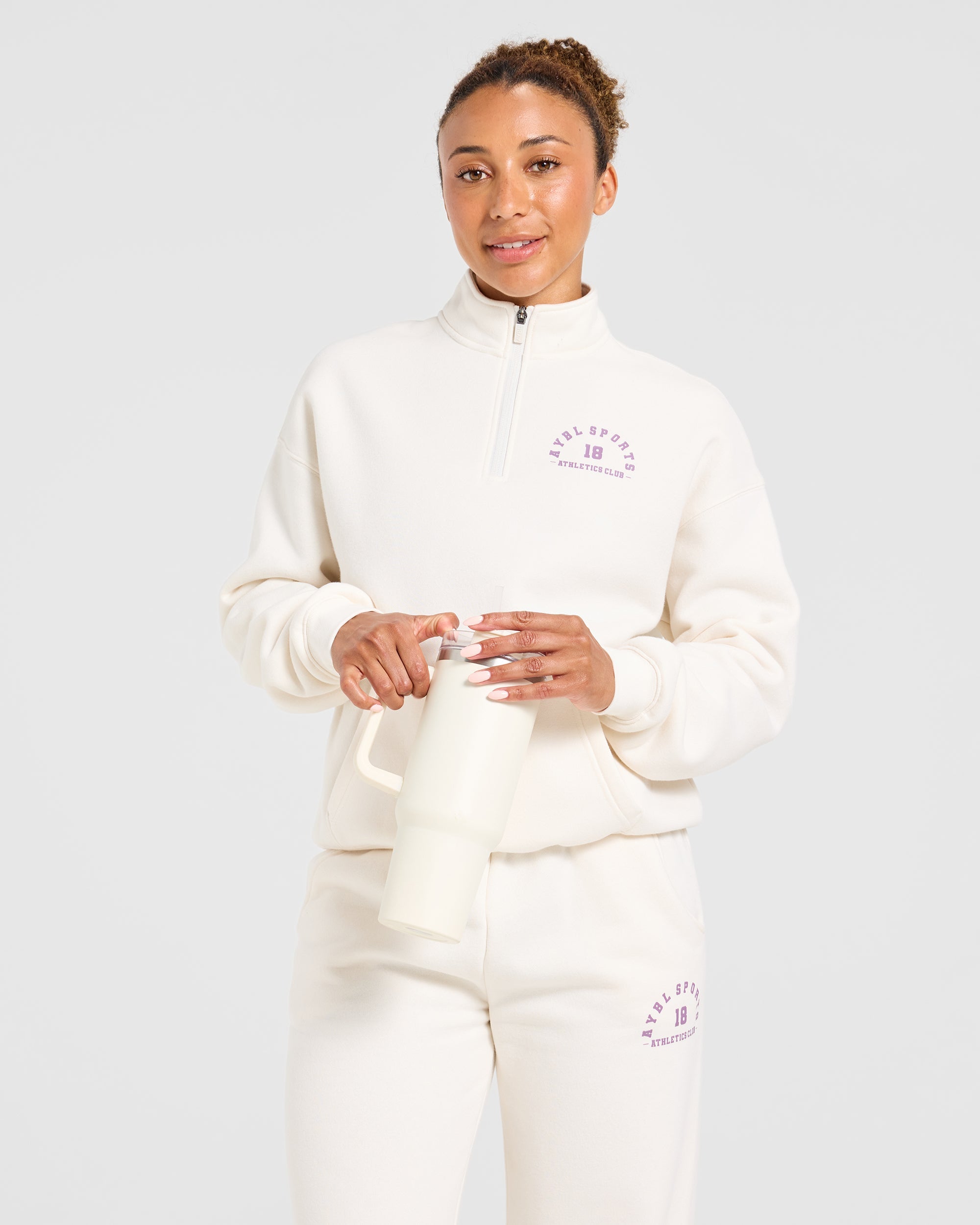 AYBL Sports 18 Oversized 1/4 Zip Pullover - Off Weiß