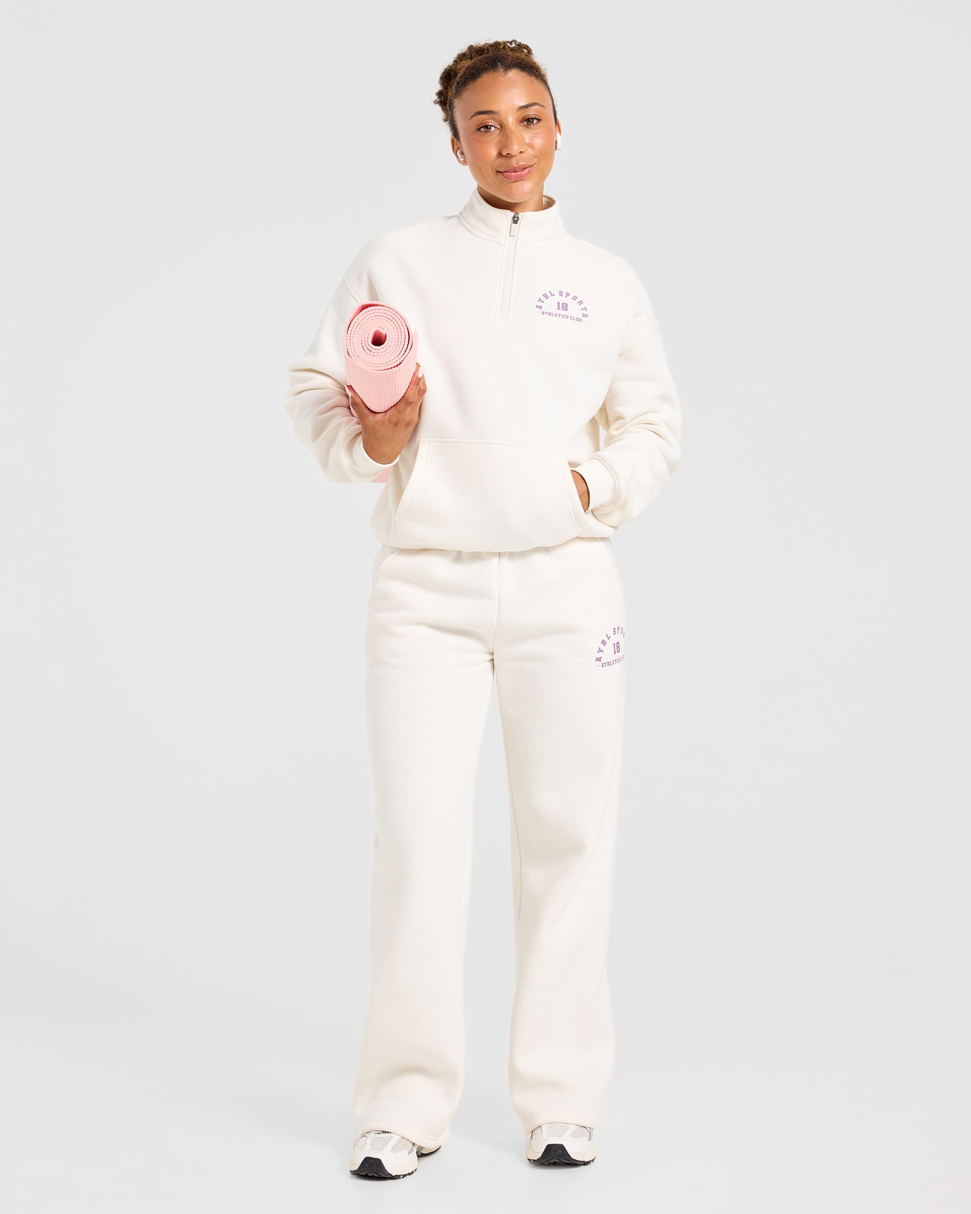 AYBL Sports 18 Oversized 1/4 Zip Pullover - Off Weiß