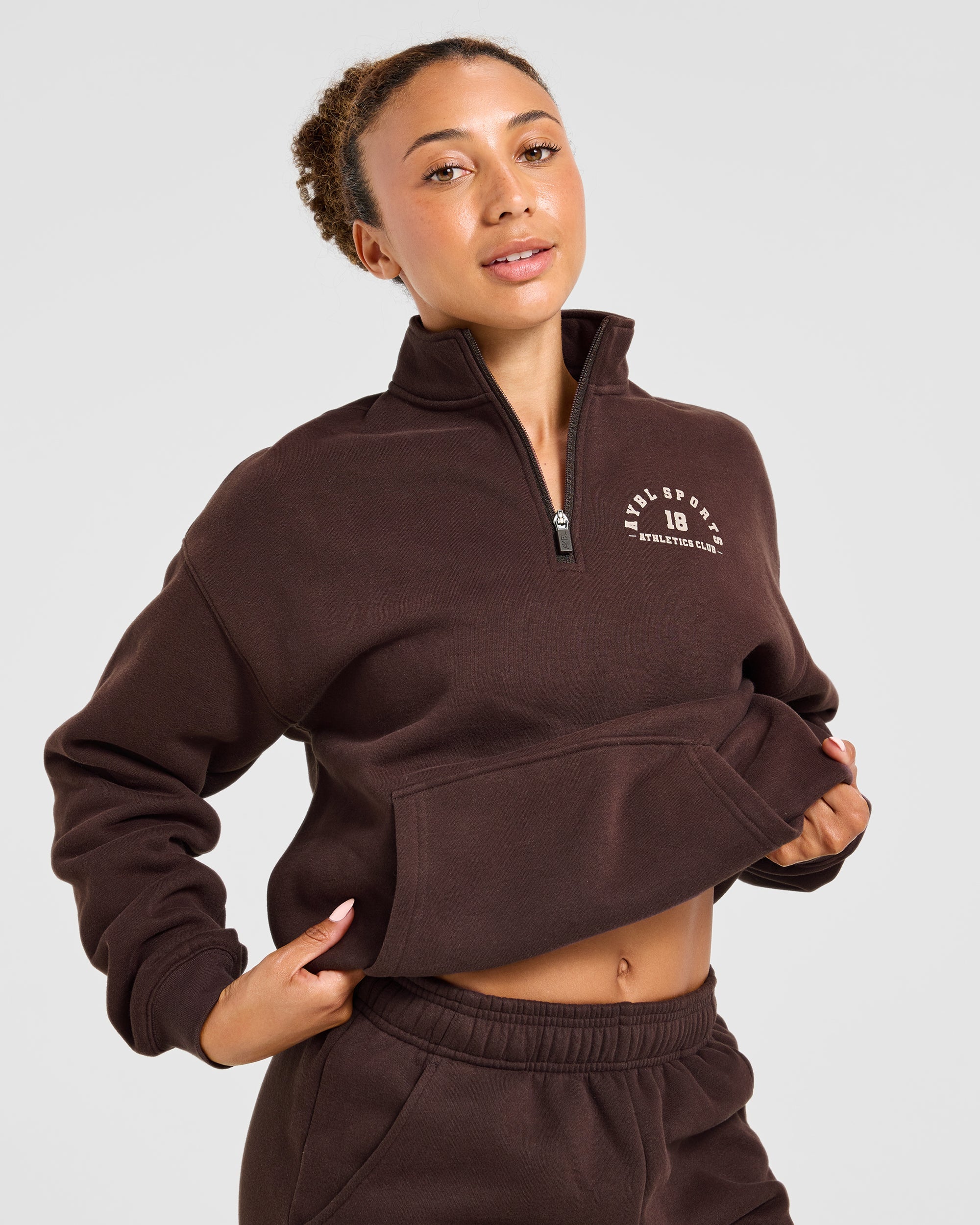 AYBL Sports 18 Oversized 1/4 Zip Pullover - Cocoa Braun