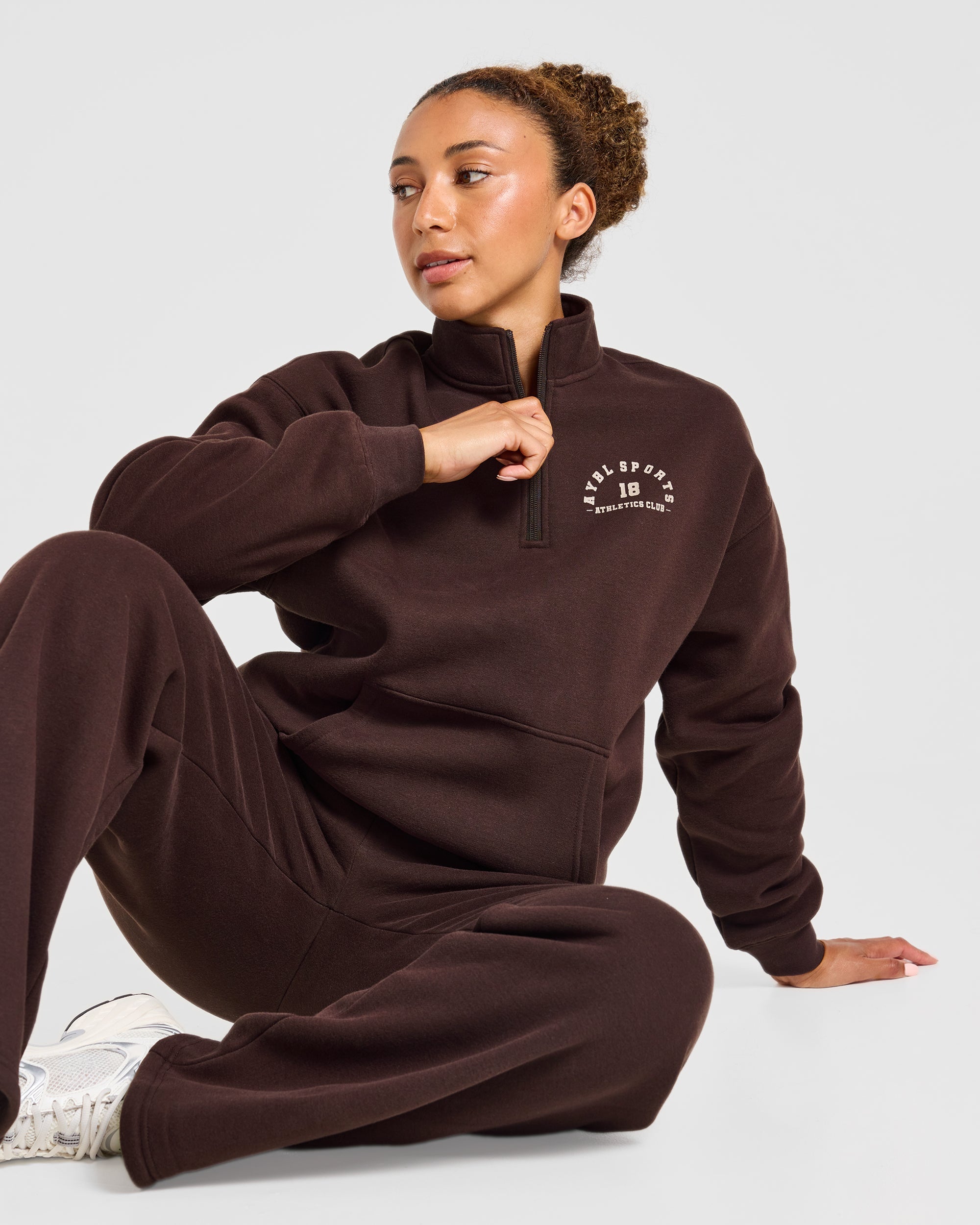 AYBL Sports 18 Oversized 1/4 Zip Pullover - Cocoa Braun