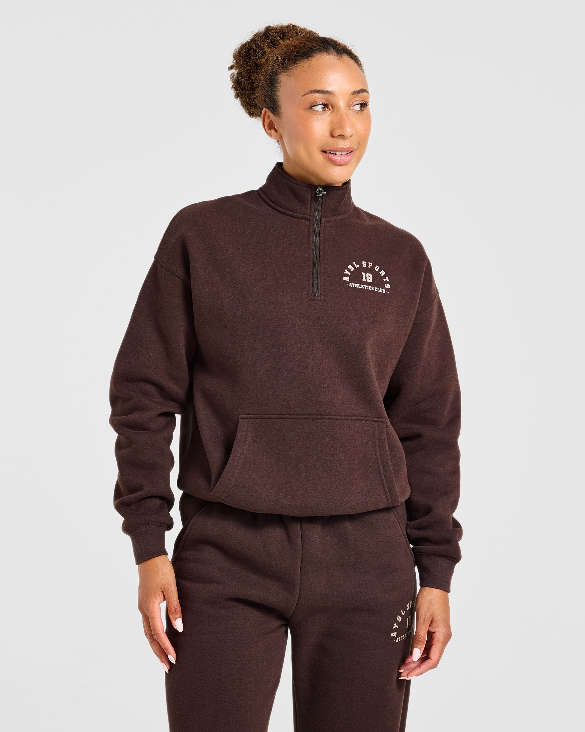 AYBL Sports 18 Oversized 1/4 Zip Pullover - Cocoa Braun
