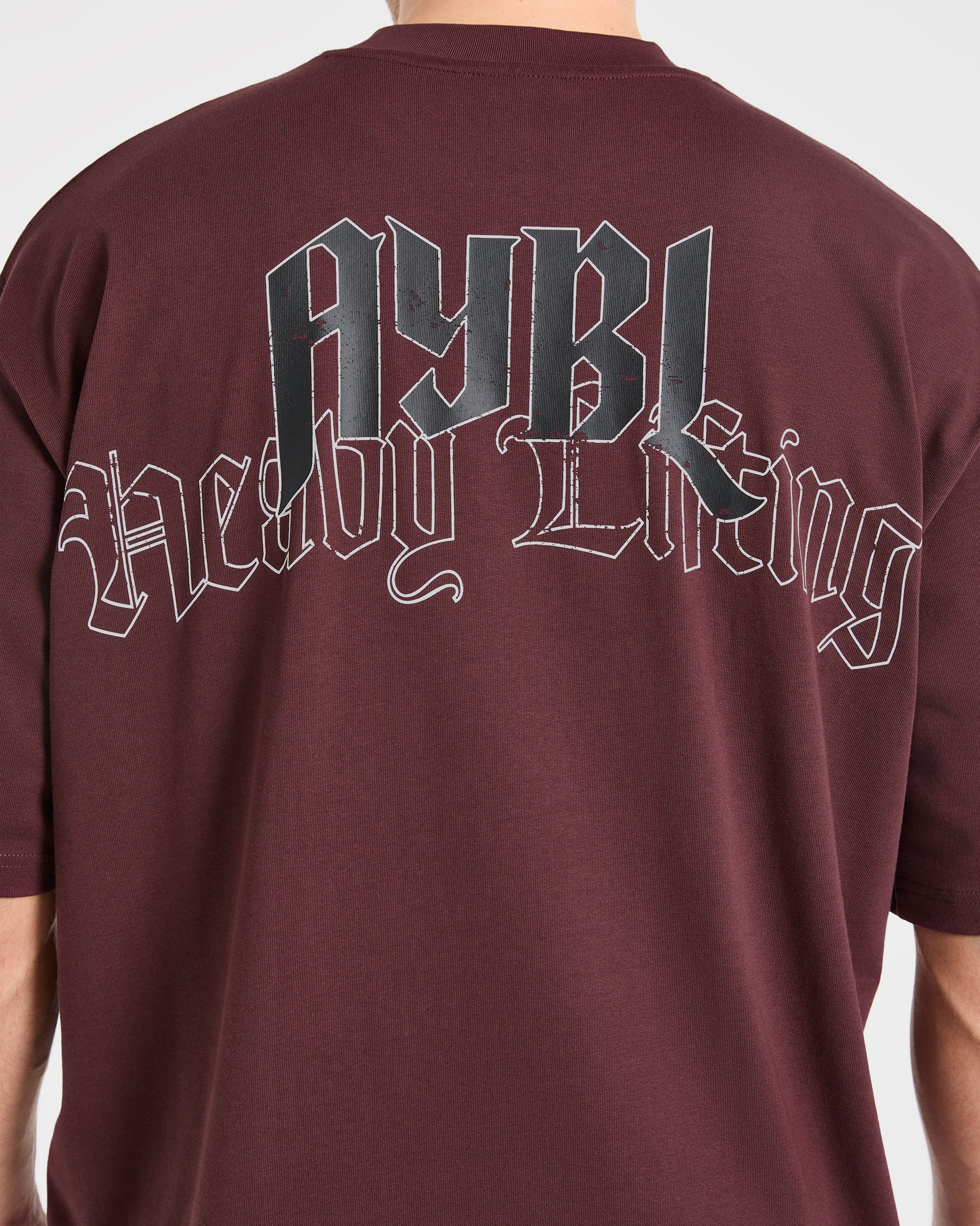 Heavy Lifting Gothic Oversized T Shirt - Dusty Plum/Schwarz