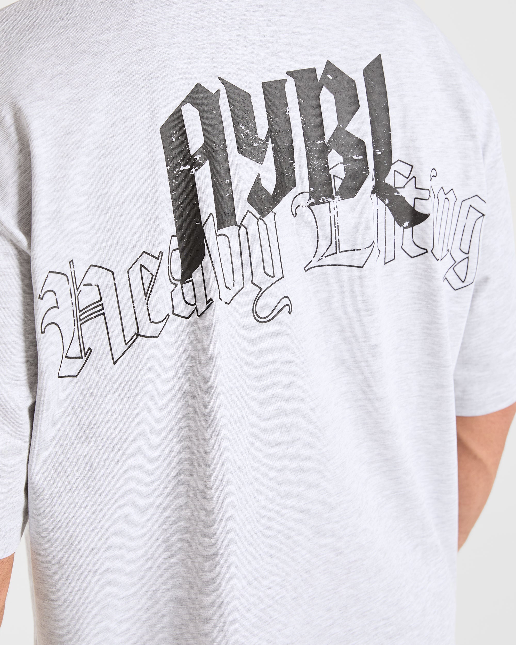 Heavy Lifting Gothic Oversized T Shirt - Grau Marl