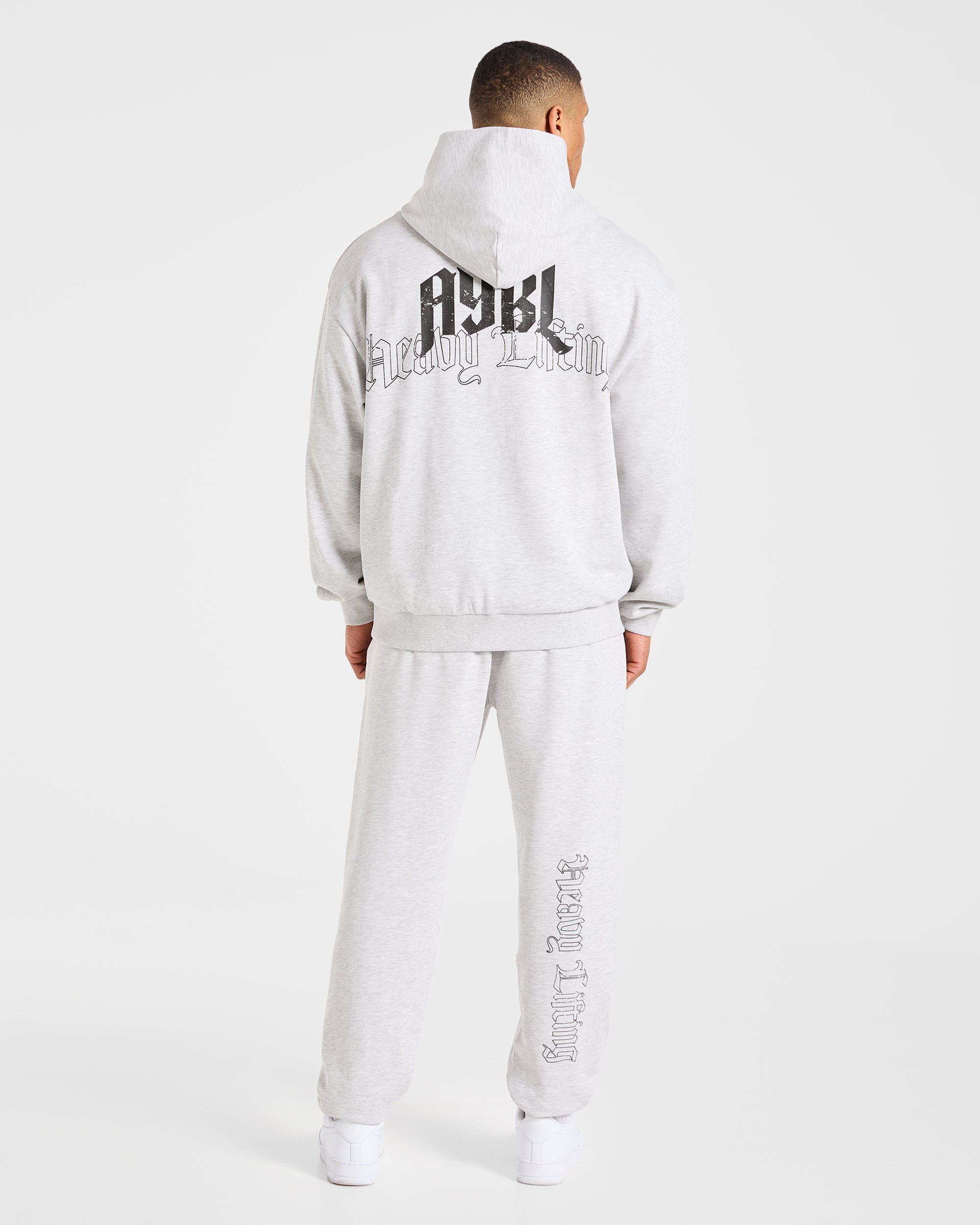 Heavy Lifting Gothic Oversized Hoodie - Grau Marl