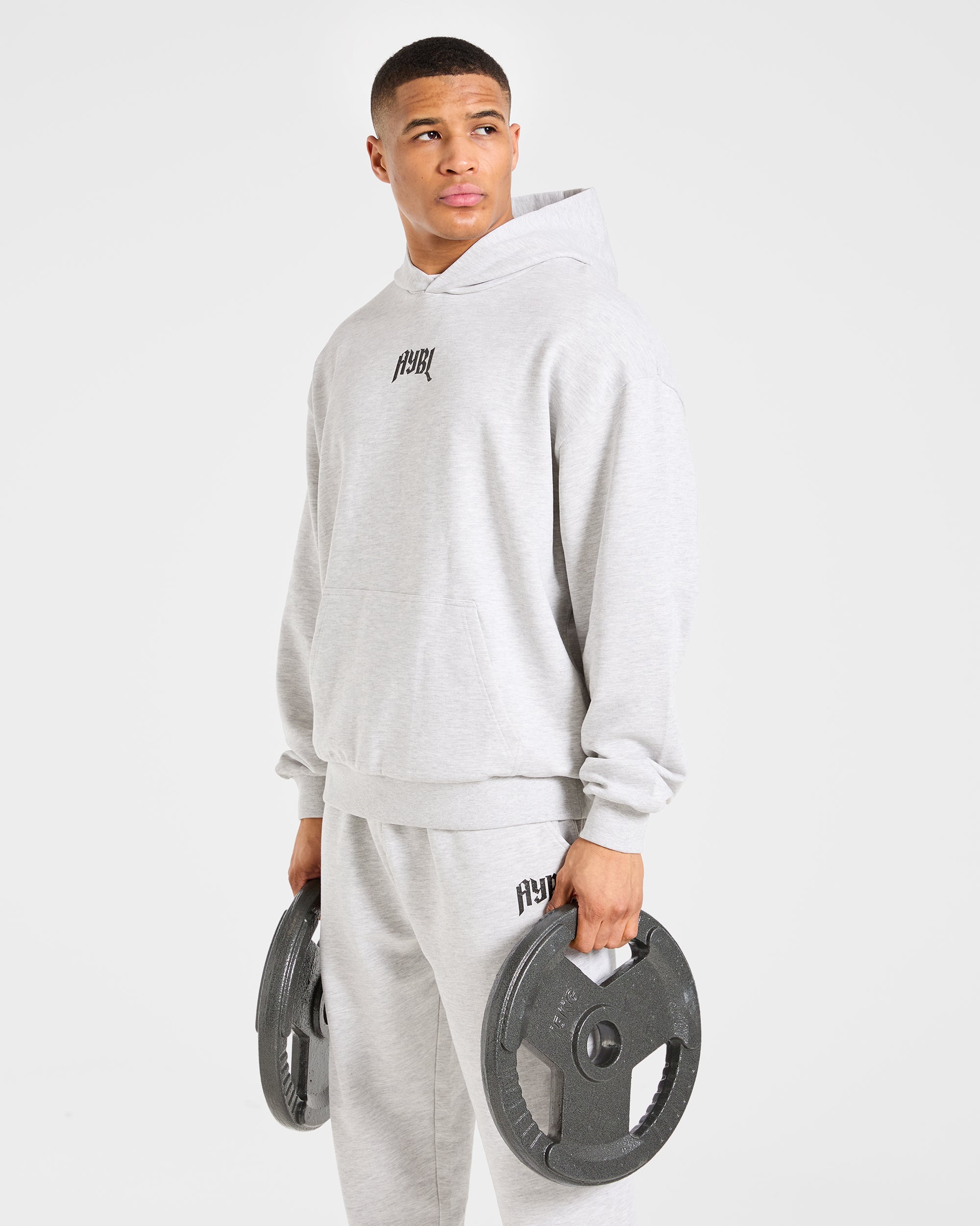 Heavy Lifting Gothic Oversized Hoodie - Grau Marl