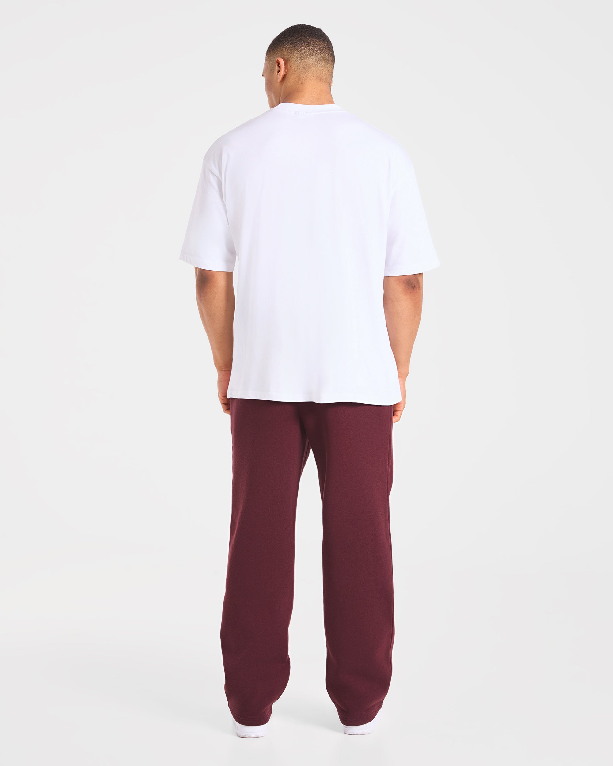 Essential Oversized Straight Leg Joggers - Burgundy Rot