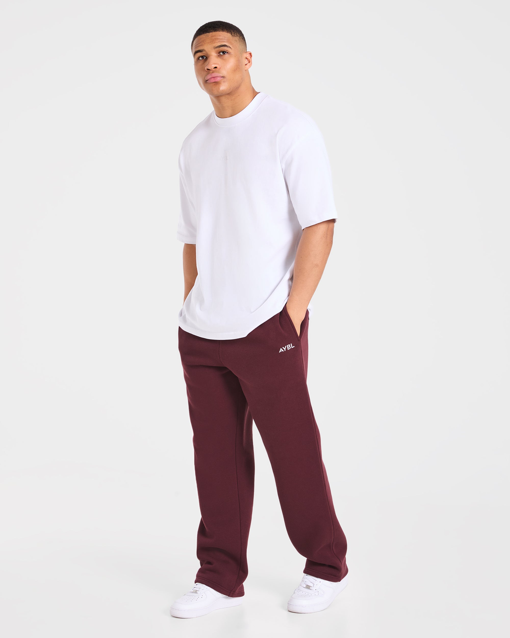 Essential Oversized Straight Leg Joggers - Burgundy Rot