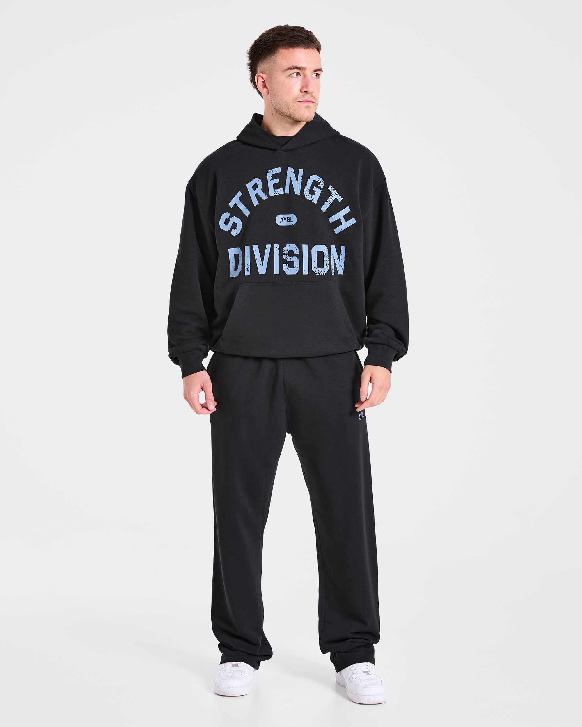 Strength Division Oversized Hoodie - Schwarz/Blau