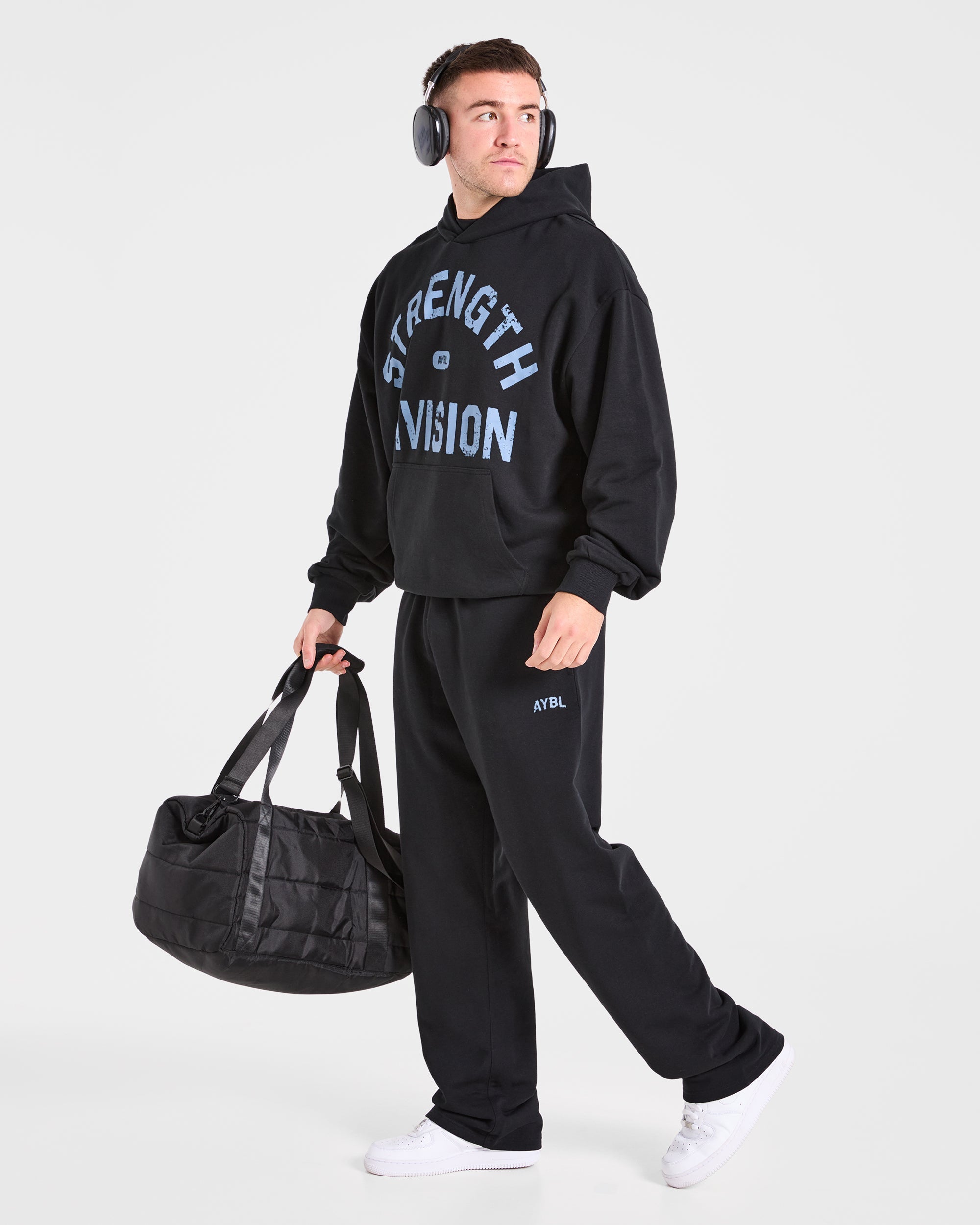 Strength Division Oversized Hoodie - Schwarz/Blau