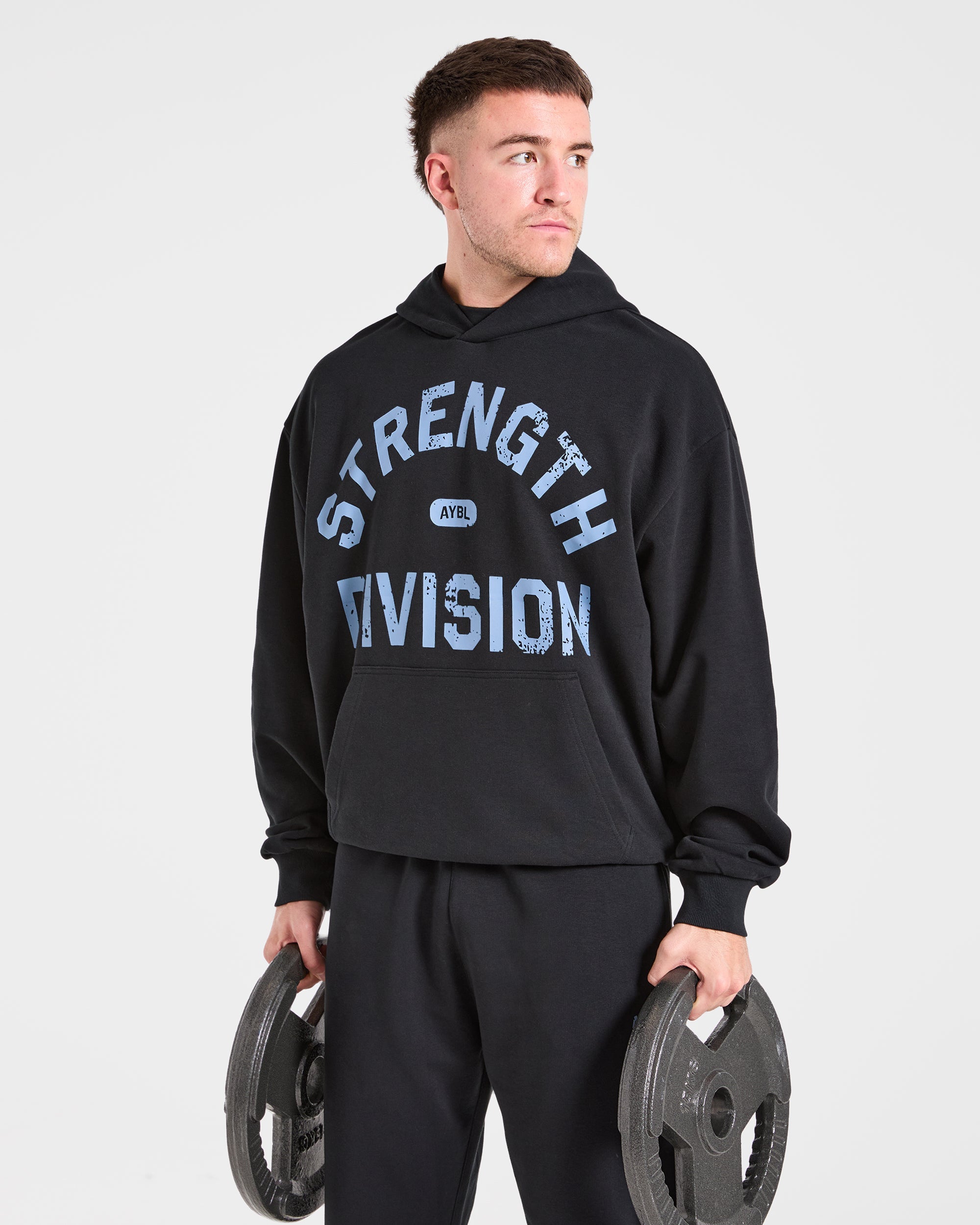 Strength Division Oversized Hoodie - Schwarz/Blau