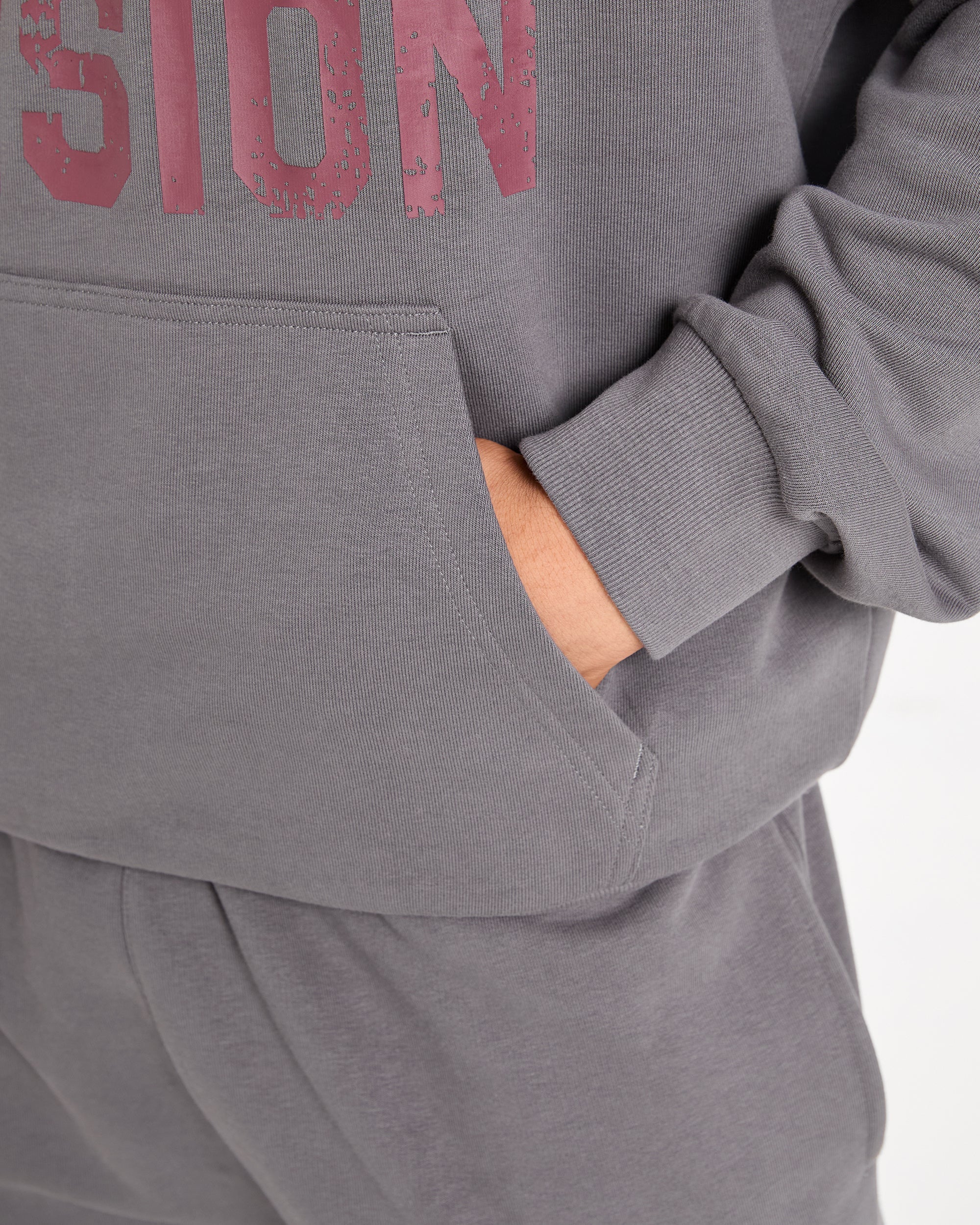 Strength Division Oversized Hoodie - Charcoal/Rot