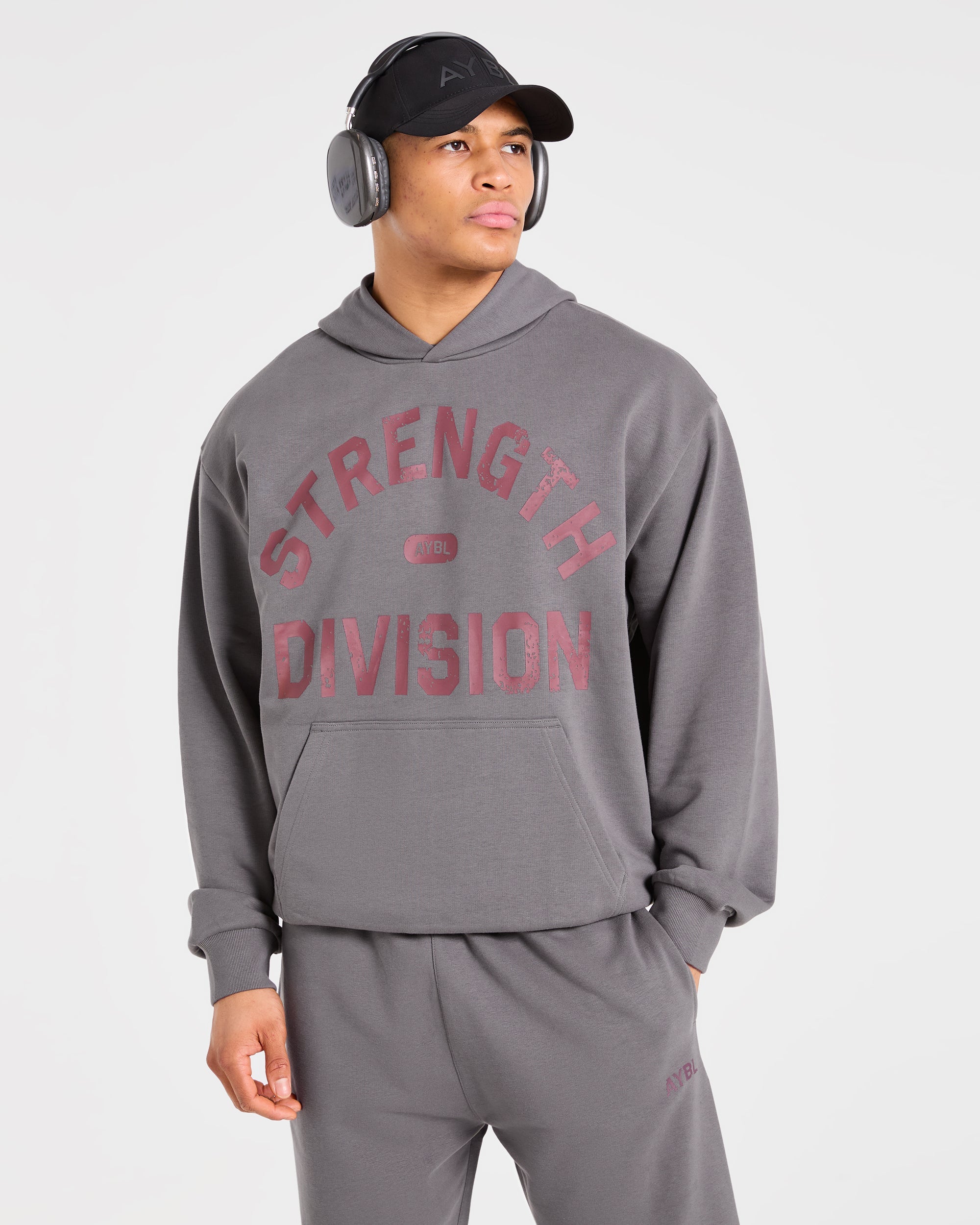 Strength Division Oversized Straight Leg Joggers - Charcoal/Rot