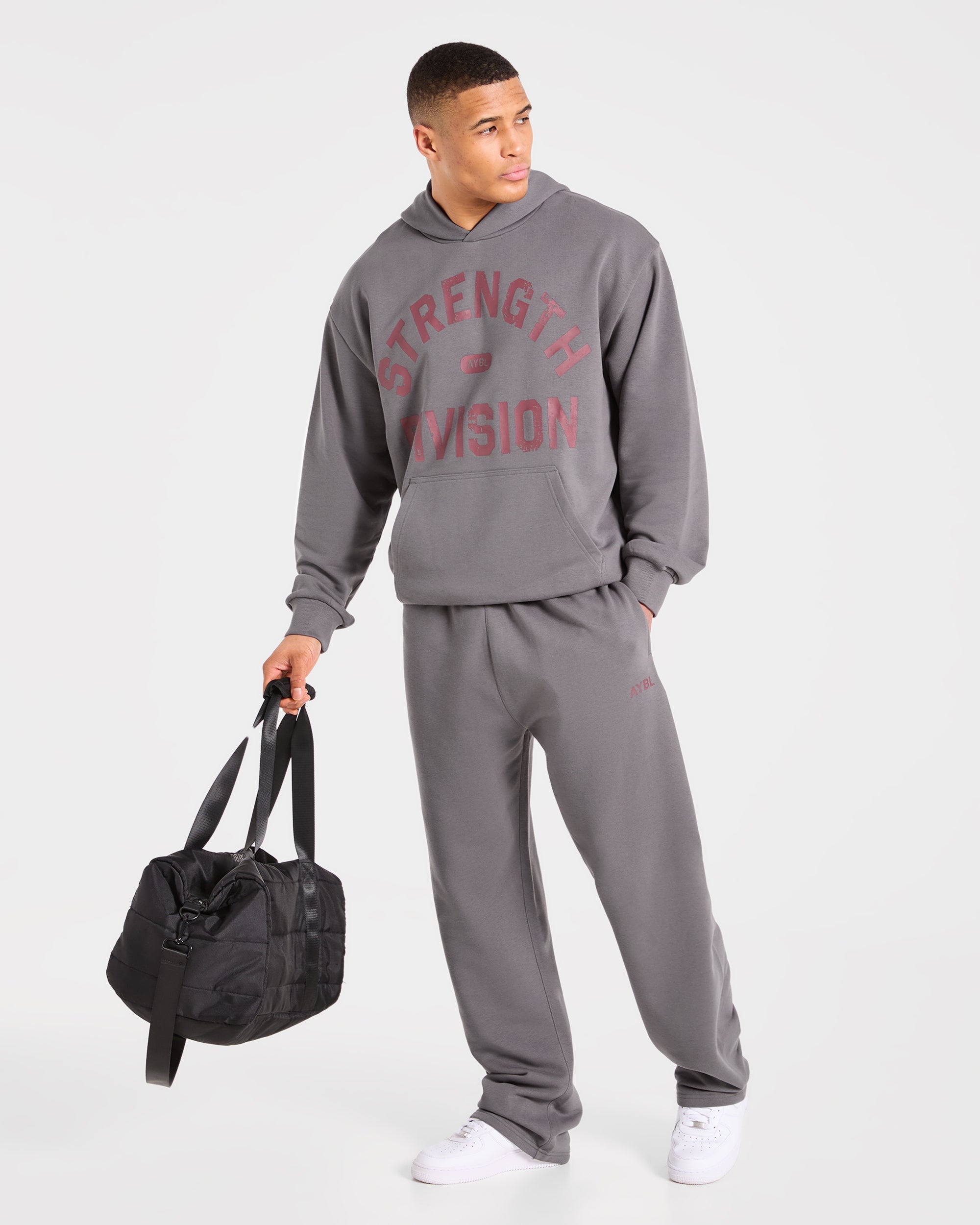 Strength Division Oversized Straight Leg Joggers - Charcoal/Rot