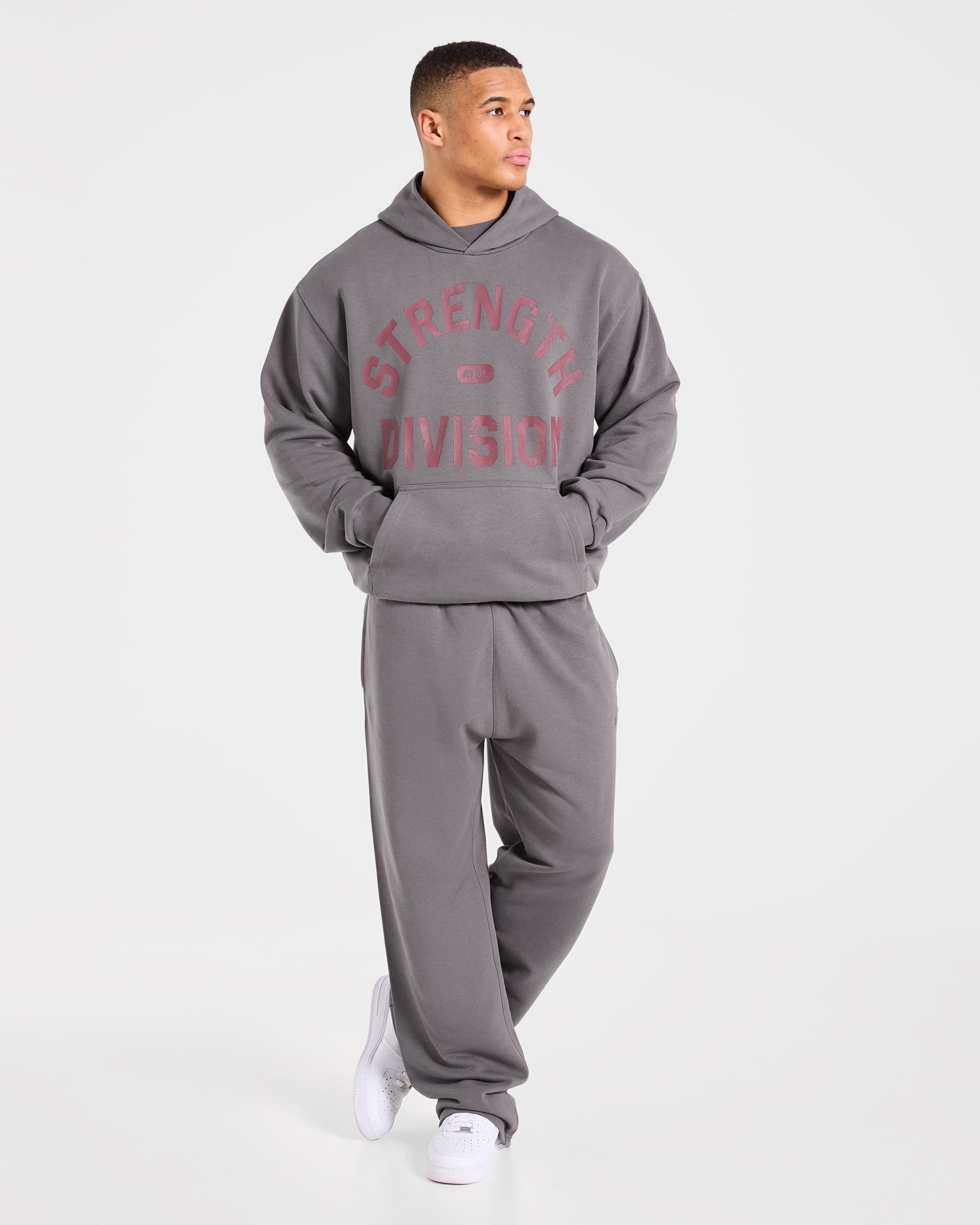 Strength Division Oversized Straight Leg Joggers - Charcoal/Rot