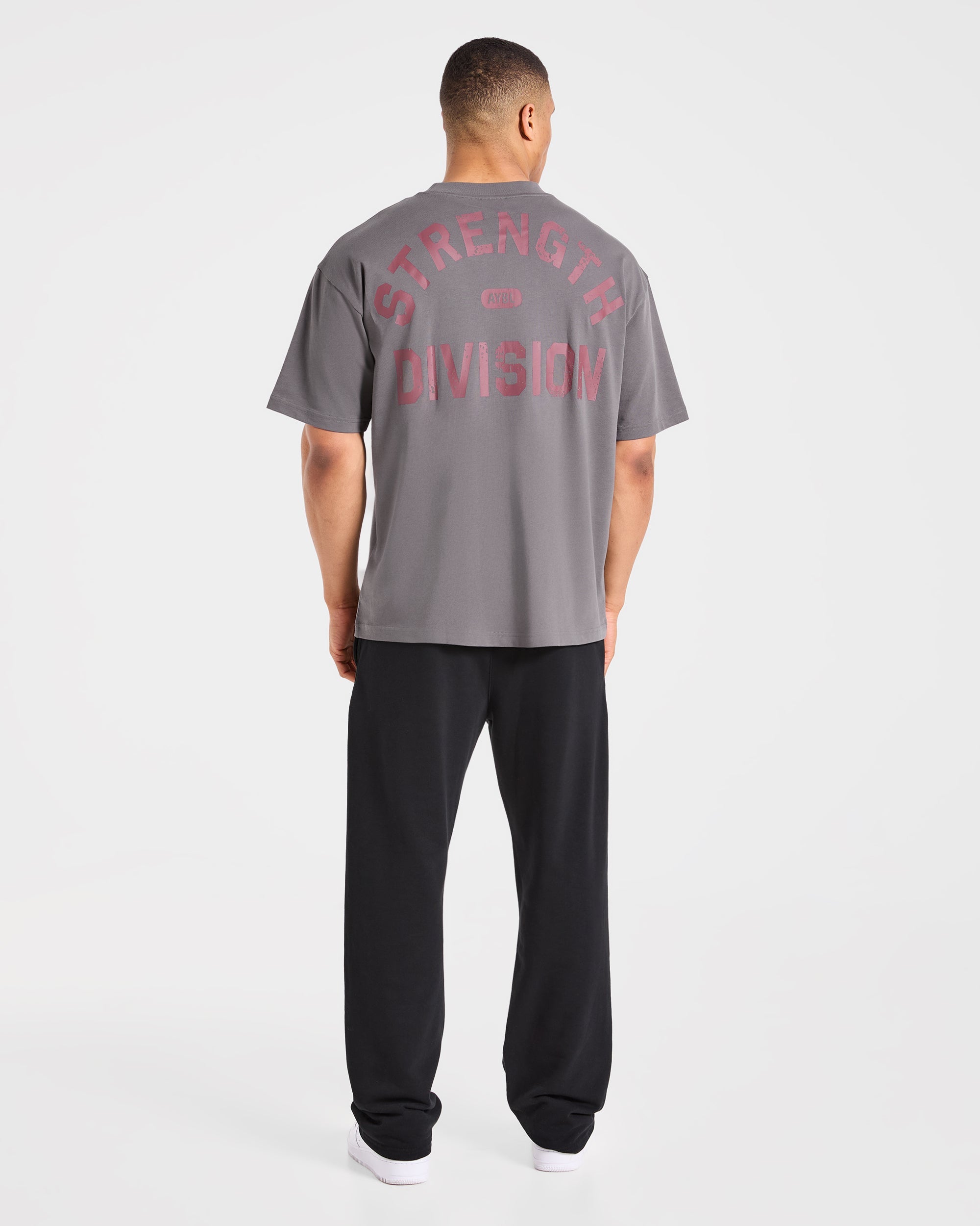 Strength Division Oversized T Shirt - Charcoal/Rot