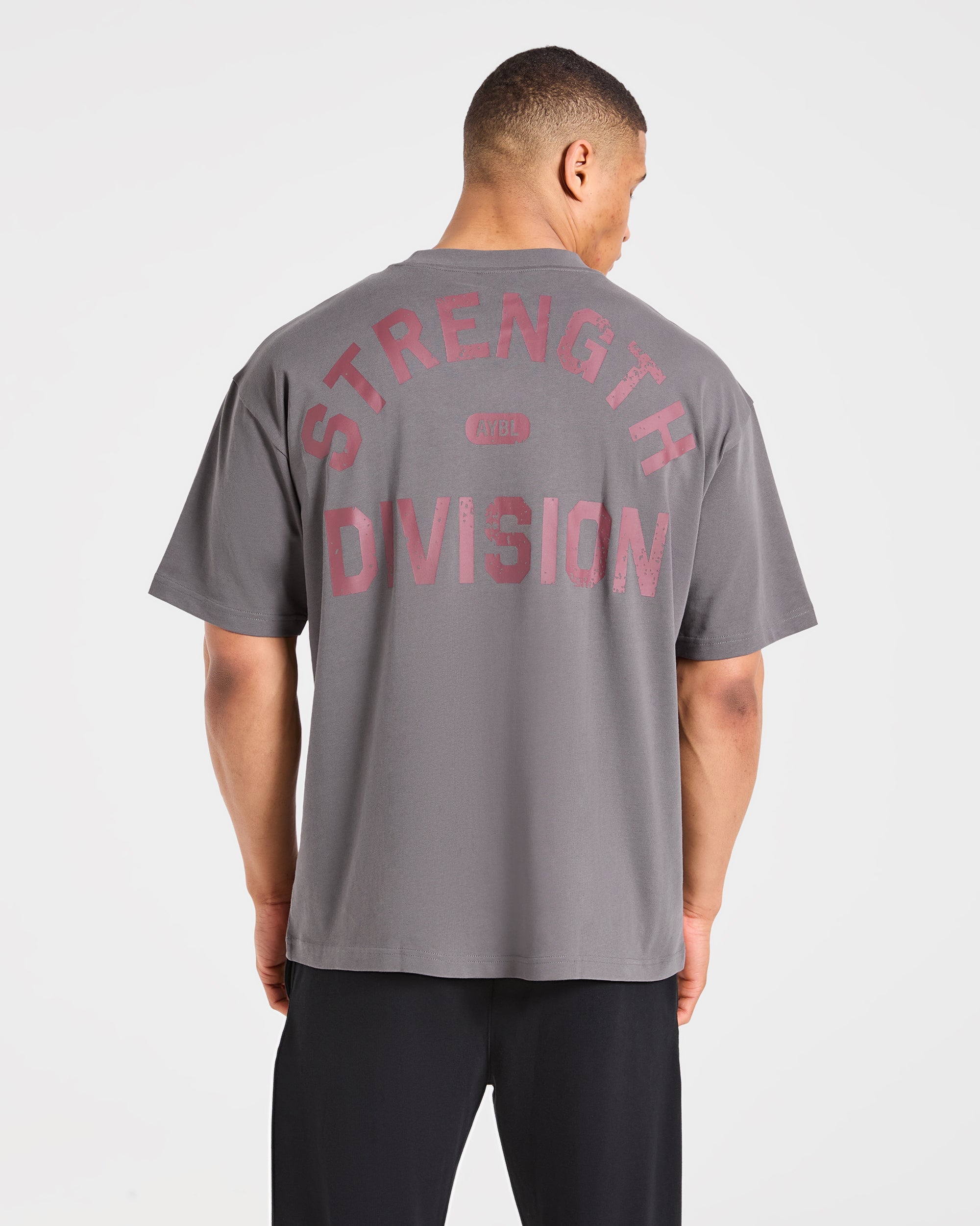 Strength Division Oversized T Shirt - Charcoal/Rot