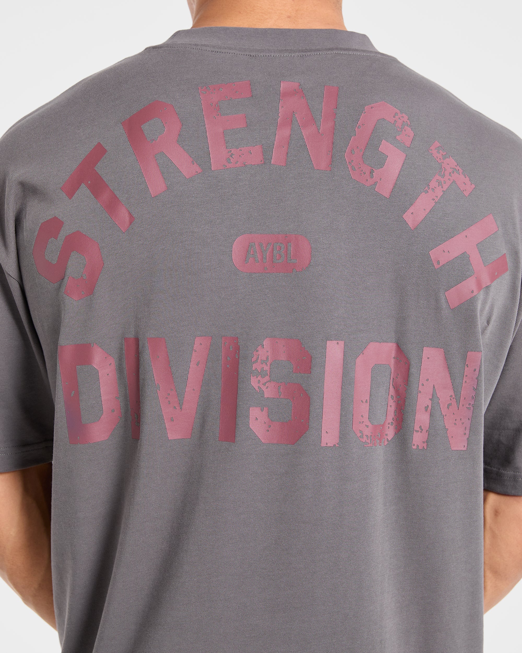 Strength Division Oversized T Shirt - Charcoal/Rot