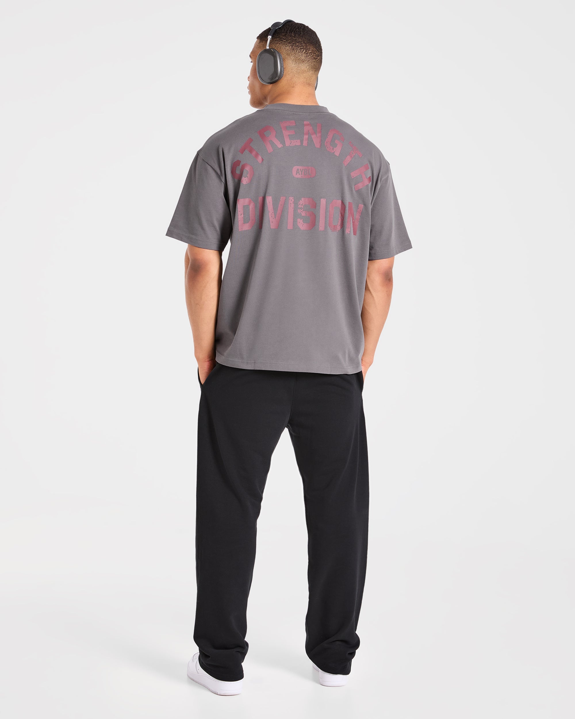 Strength Division Oversized T Shirt - Charcoal/Rot