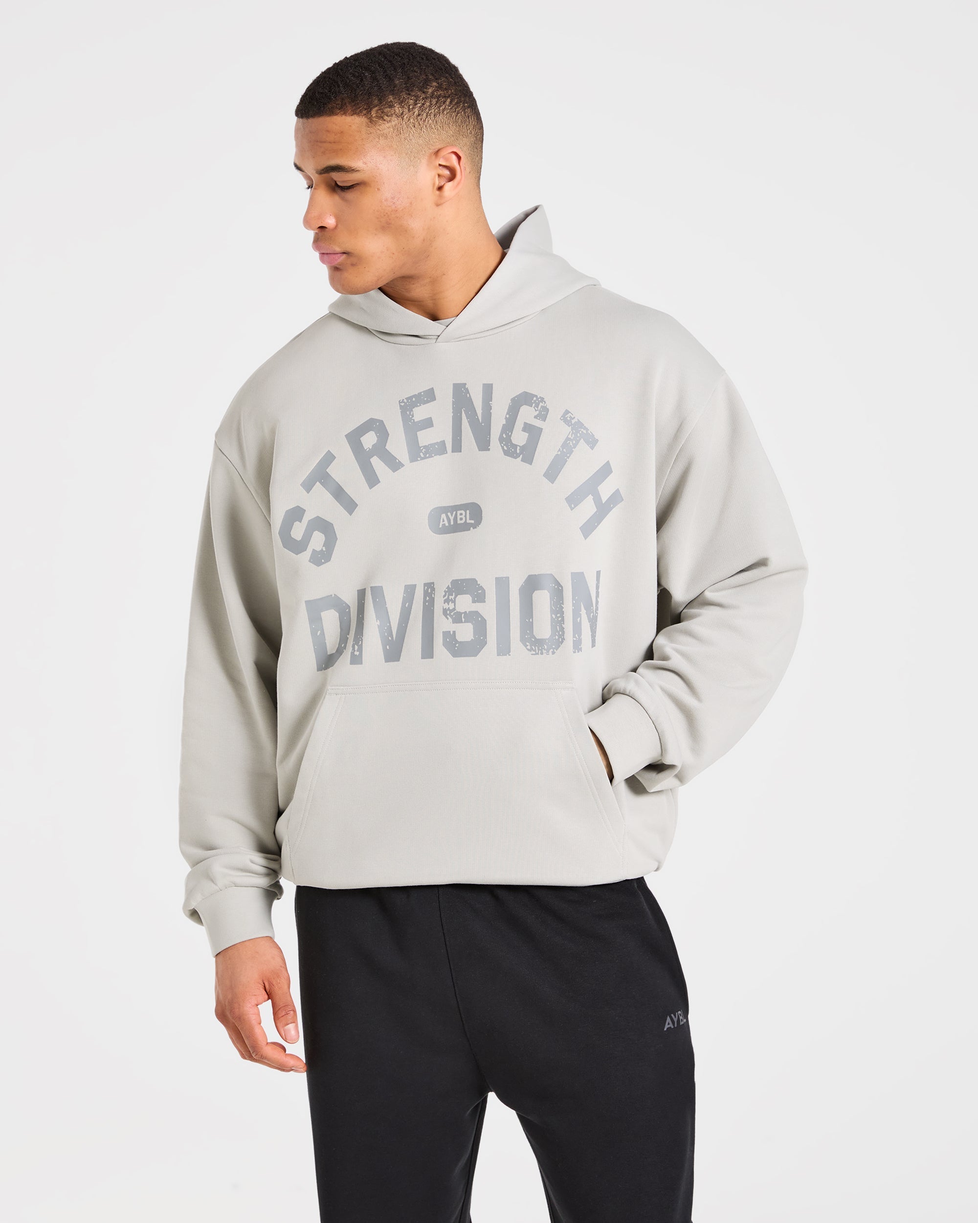 Strength Division Oversized Hoodie - Iced Grau